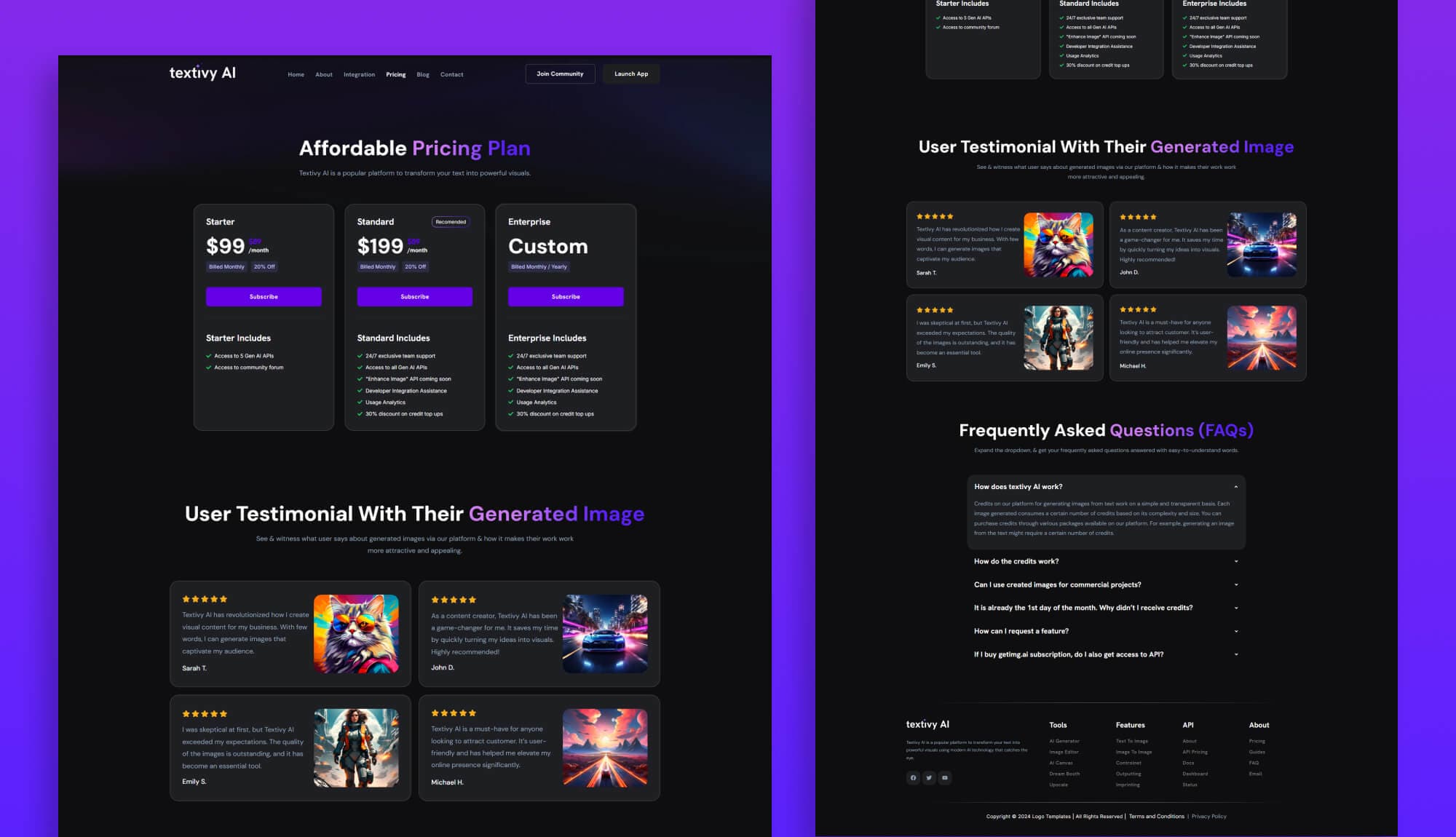 Textivy AI Pricing Page By Templately