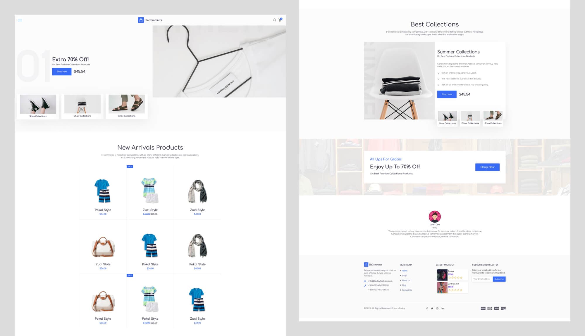 EleCommerce Home Page For Gutenberg By Templately