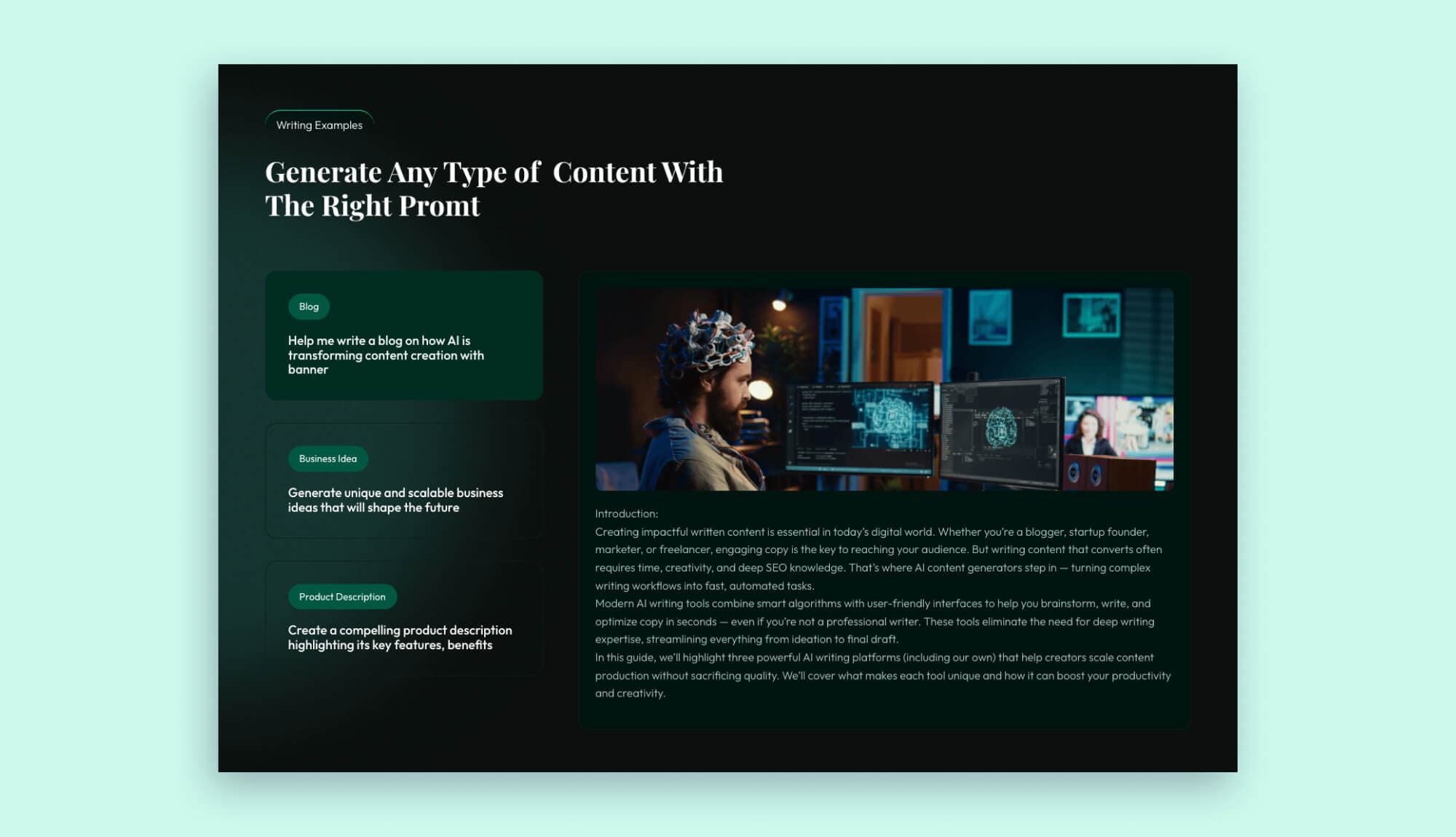 GenInk AI Writting Examples Section By Templately