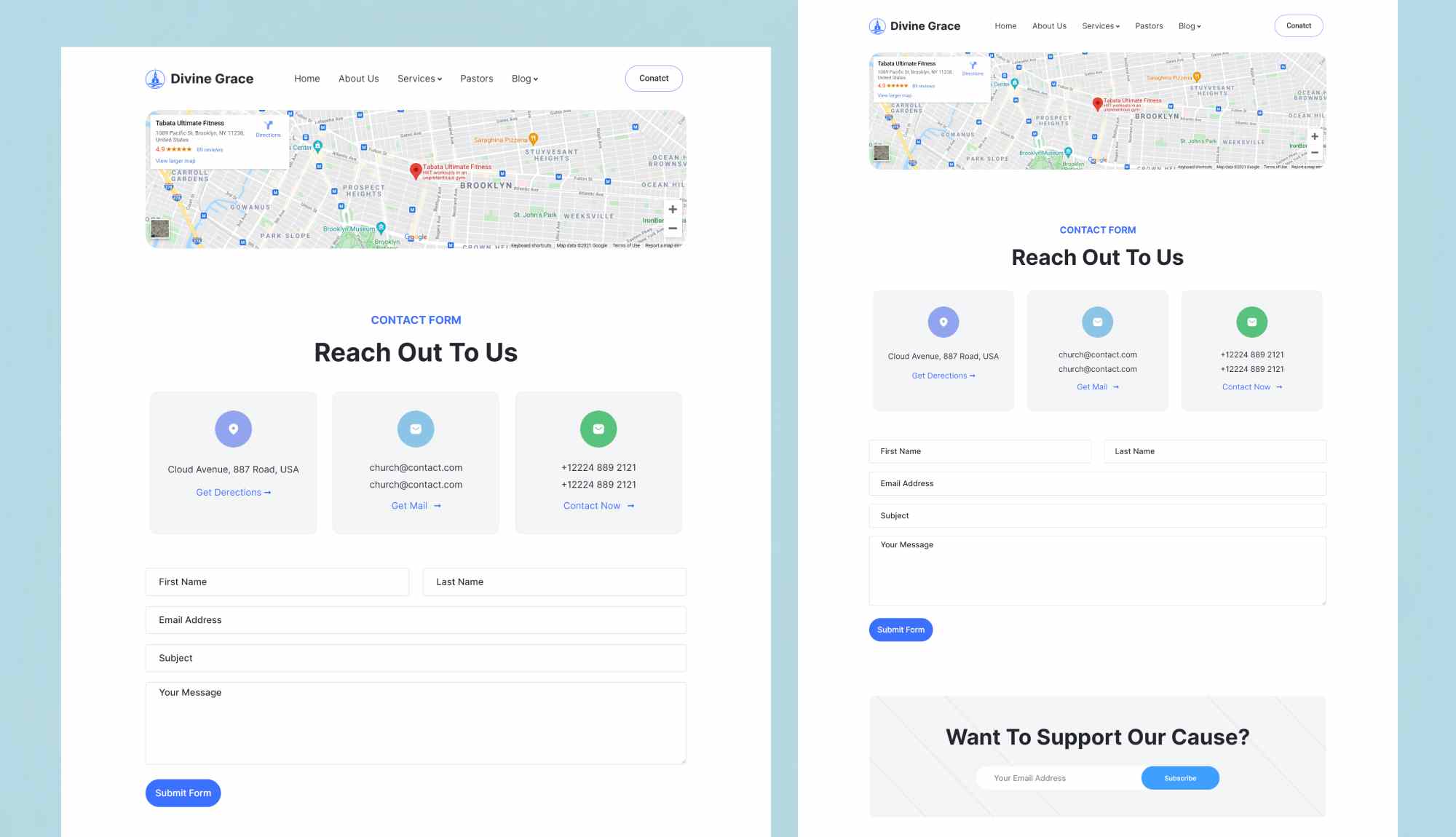 Divine Grace Contact Page By Templately