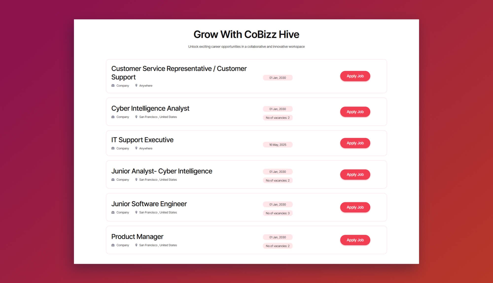 Cobizzhive Career Section Gutenberg Banner