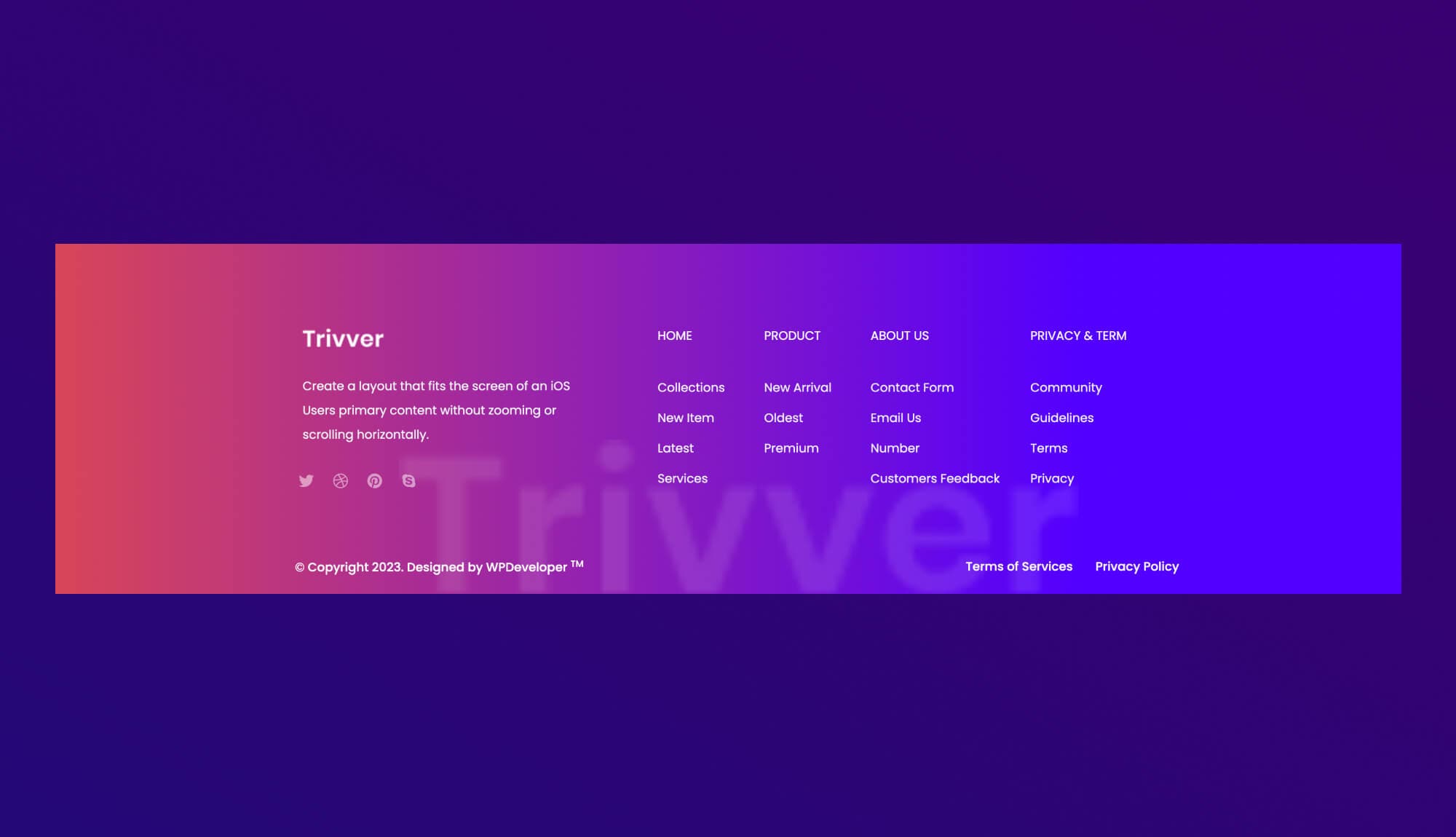 Trivver Footer Section For Gutenberg By Templately