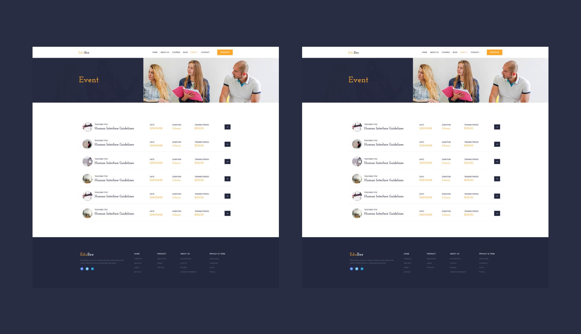 EduBee Event Page For Gutenberg Banner
