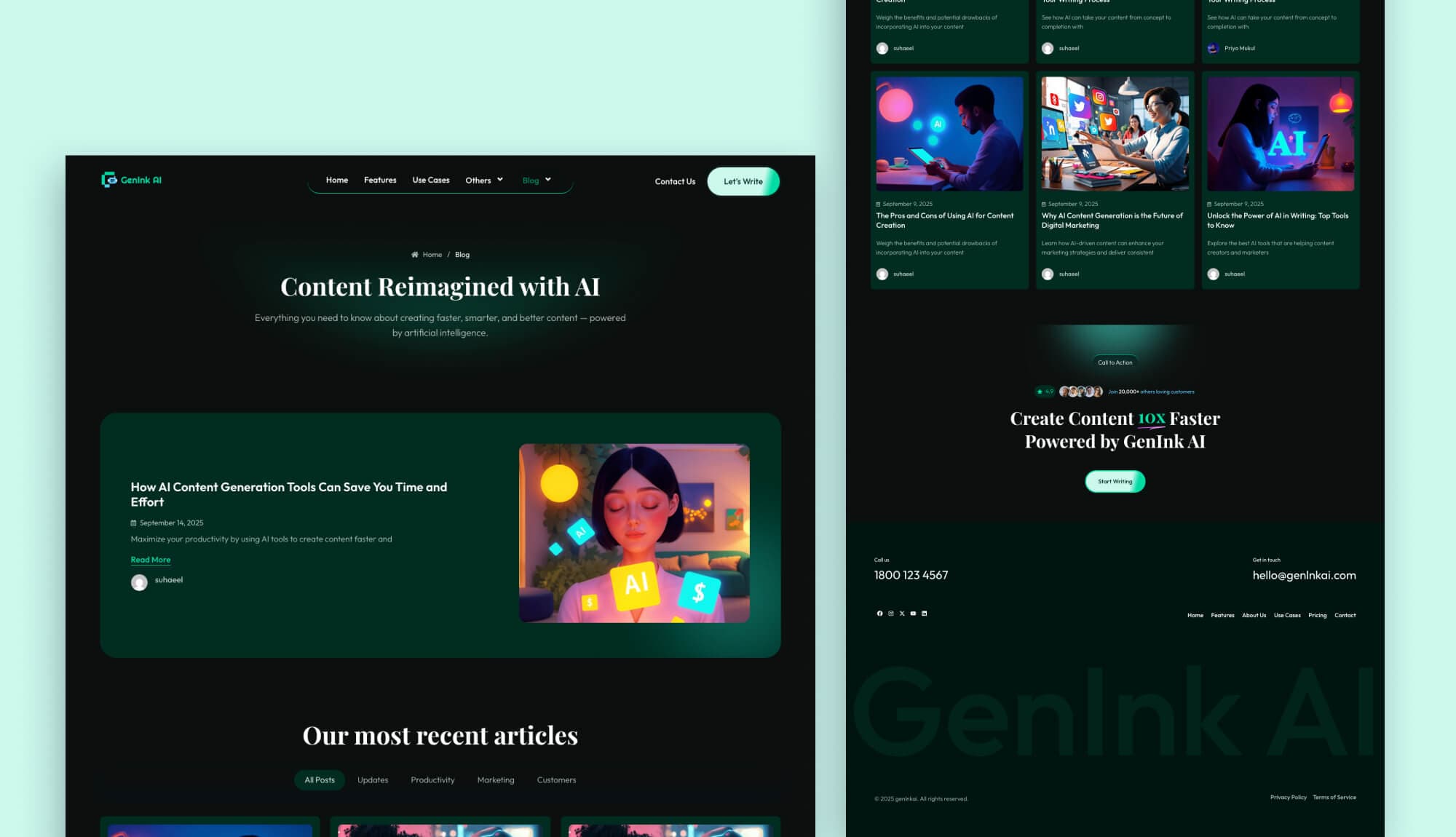 GenInk AI Blog Page By Templately