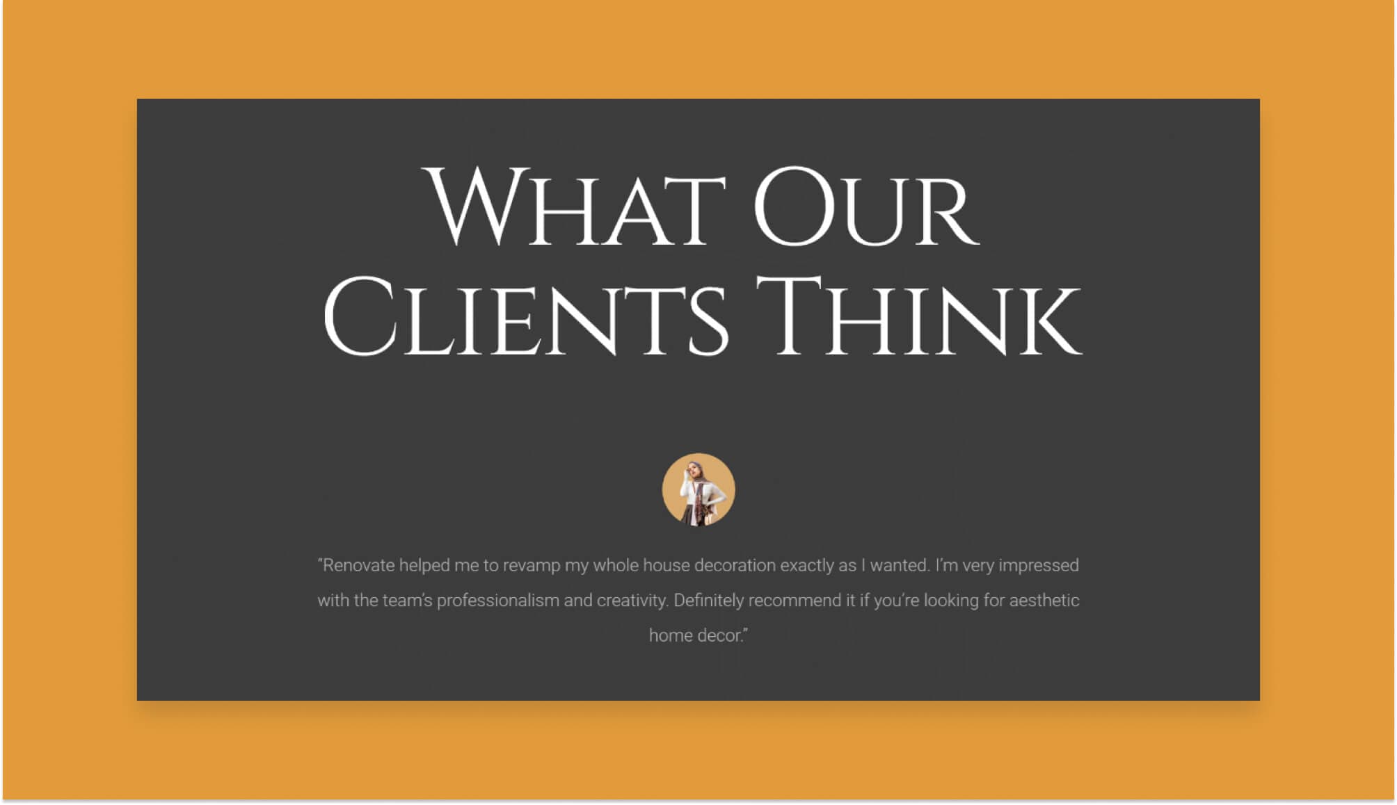 Renovate - Home Decor Testimonial Section for Gutenberg Banner