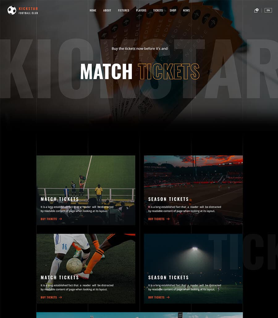 KickStar Ticket Page thumbnail