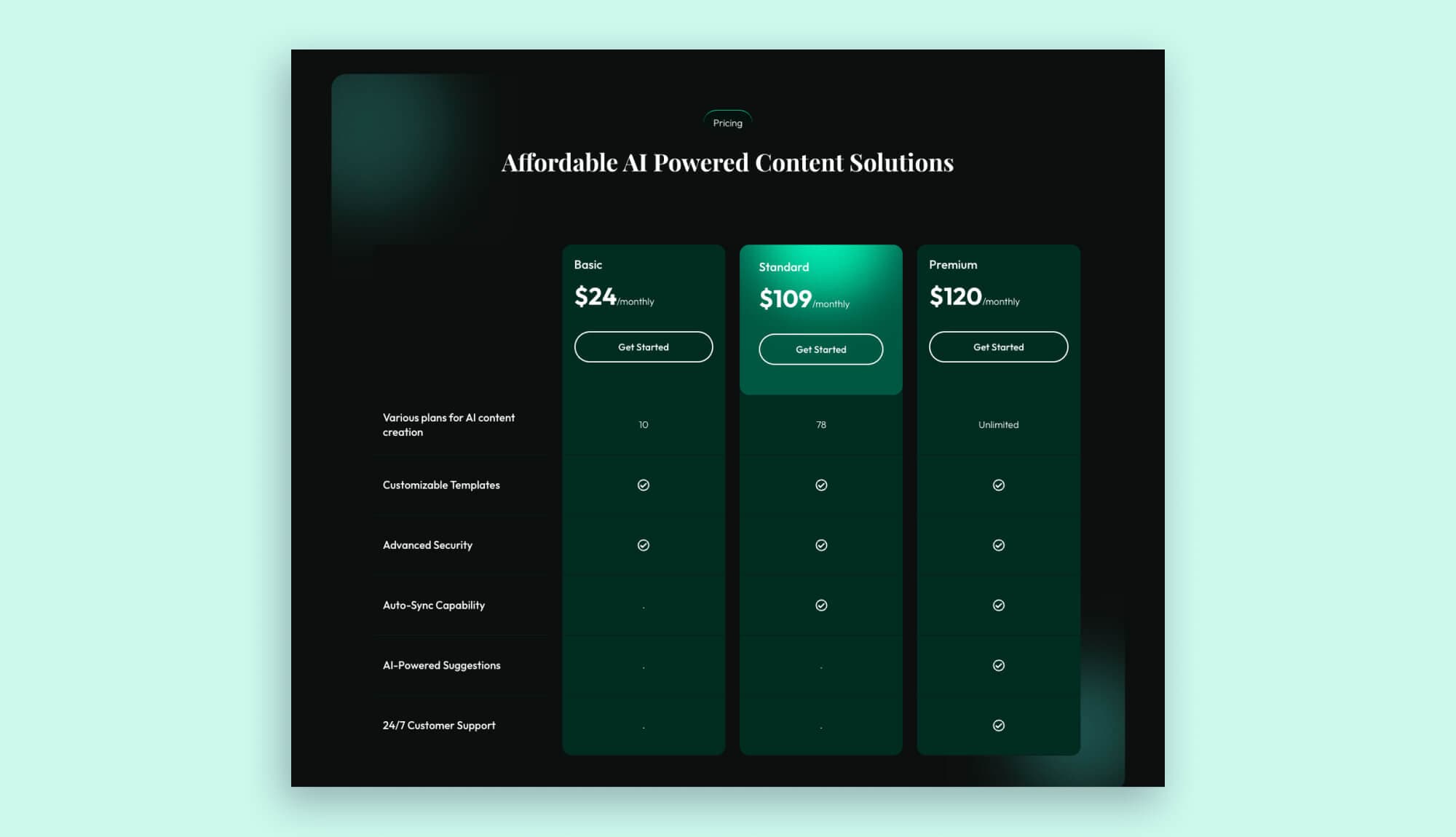 GenInk AI Pricing Section By Templately
