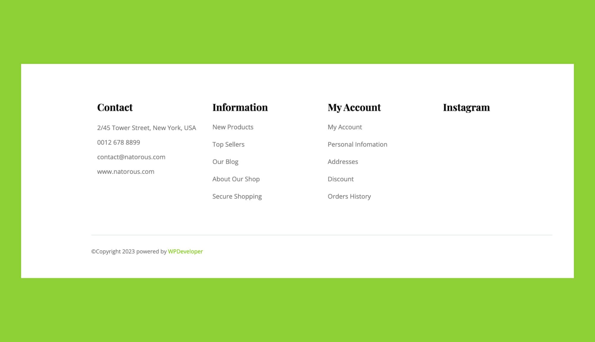 Naturous Footer Section For Gutenberg Banner