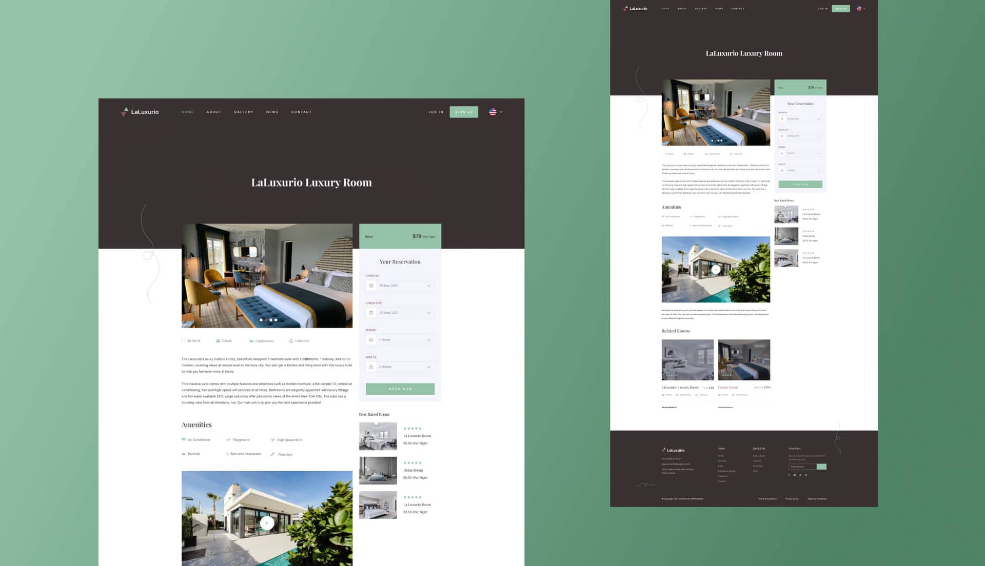 LaLuxurio Room Booking Page By Templately