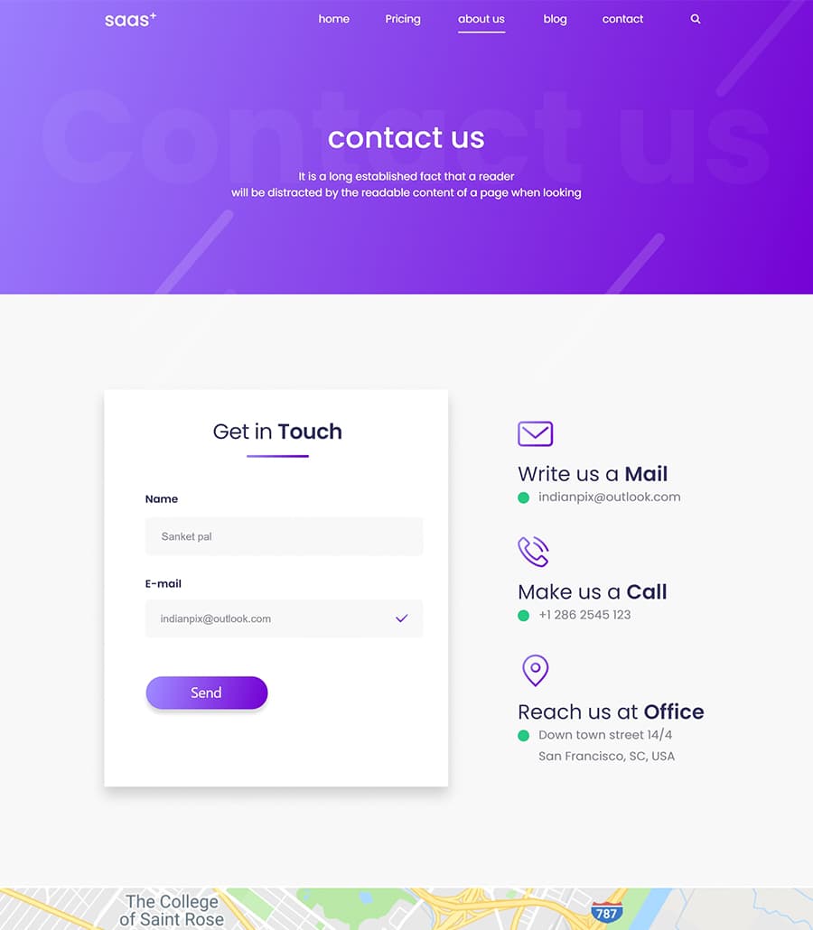 SaaS Starter Contact Us Page thumbnail