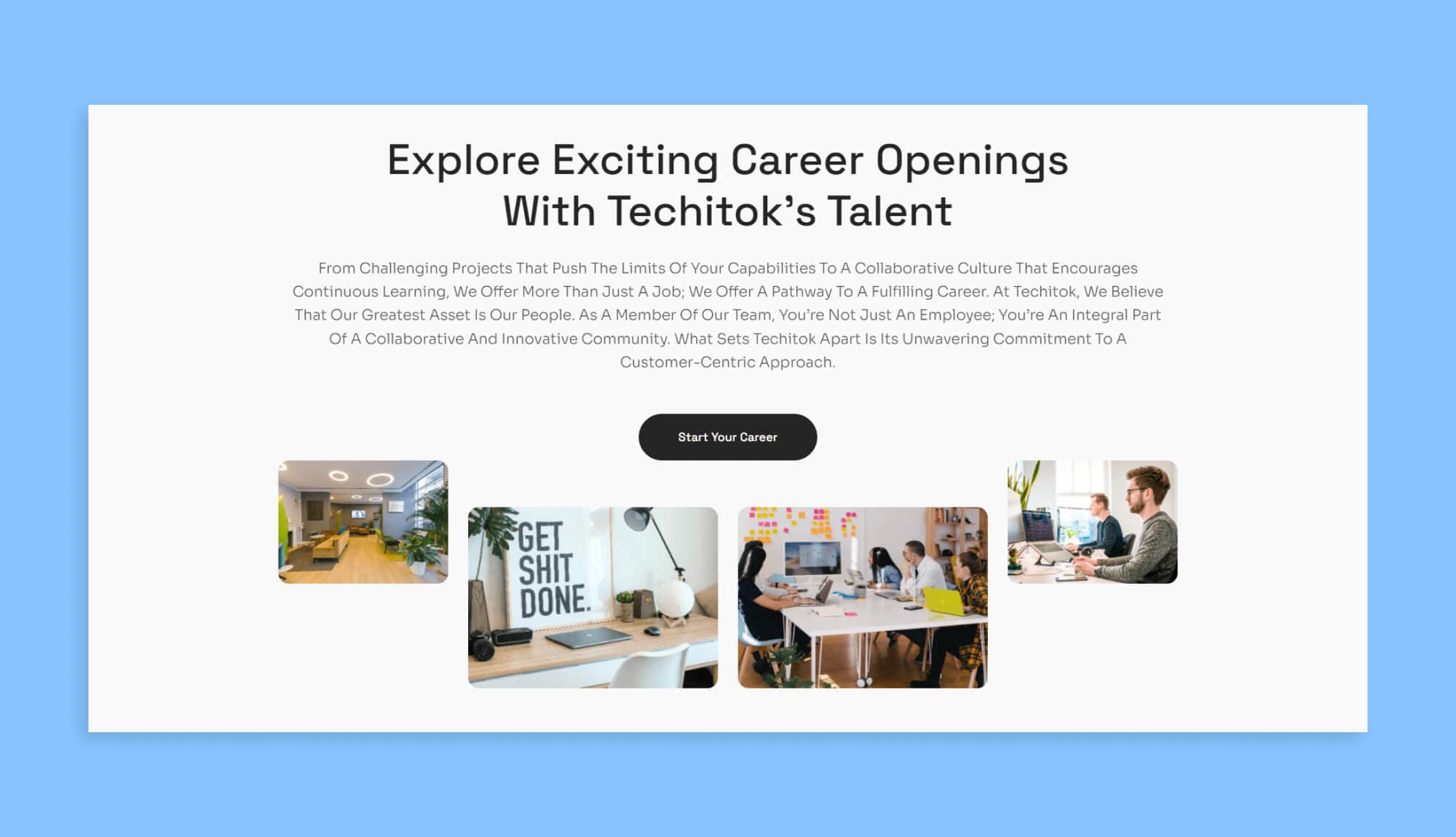 Techitok Career Section For Gutenberg Banner