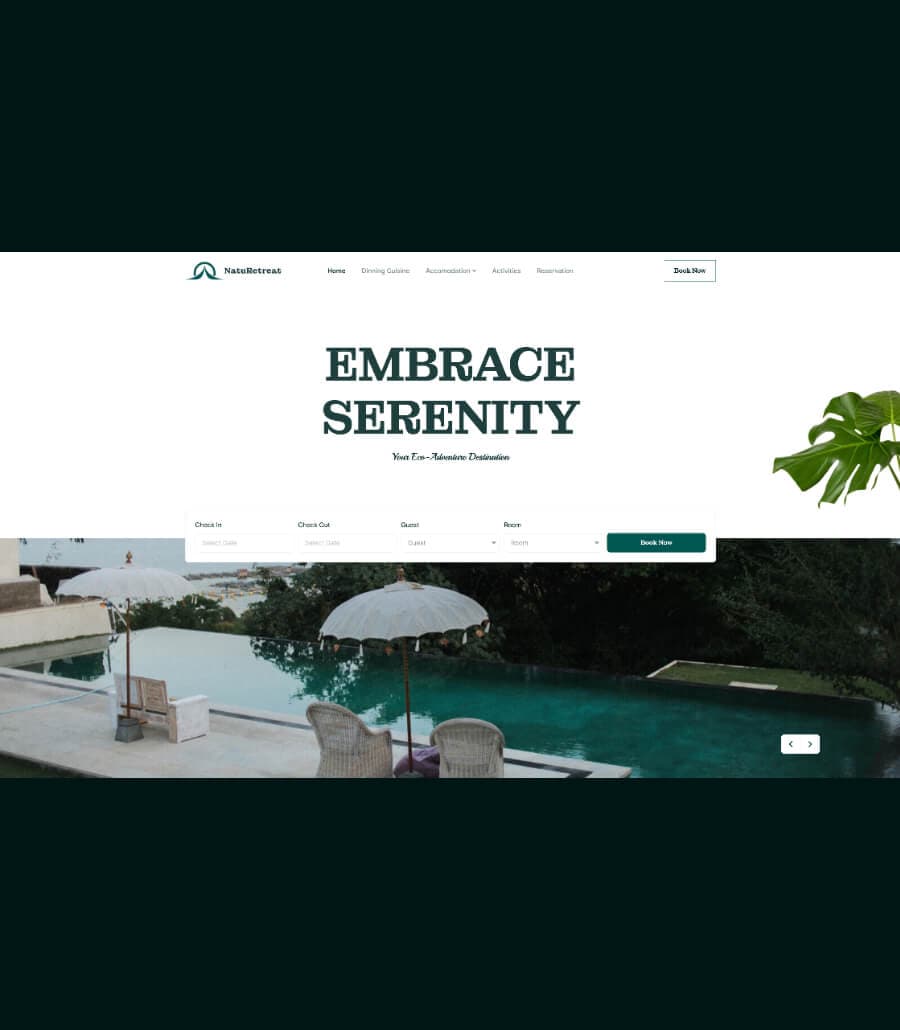 NatuRetreat Reservation Form Over Image Slider Section By Templately