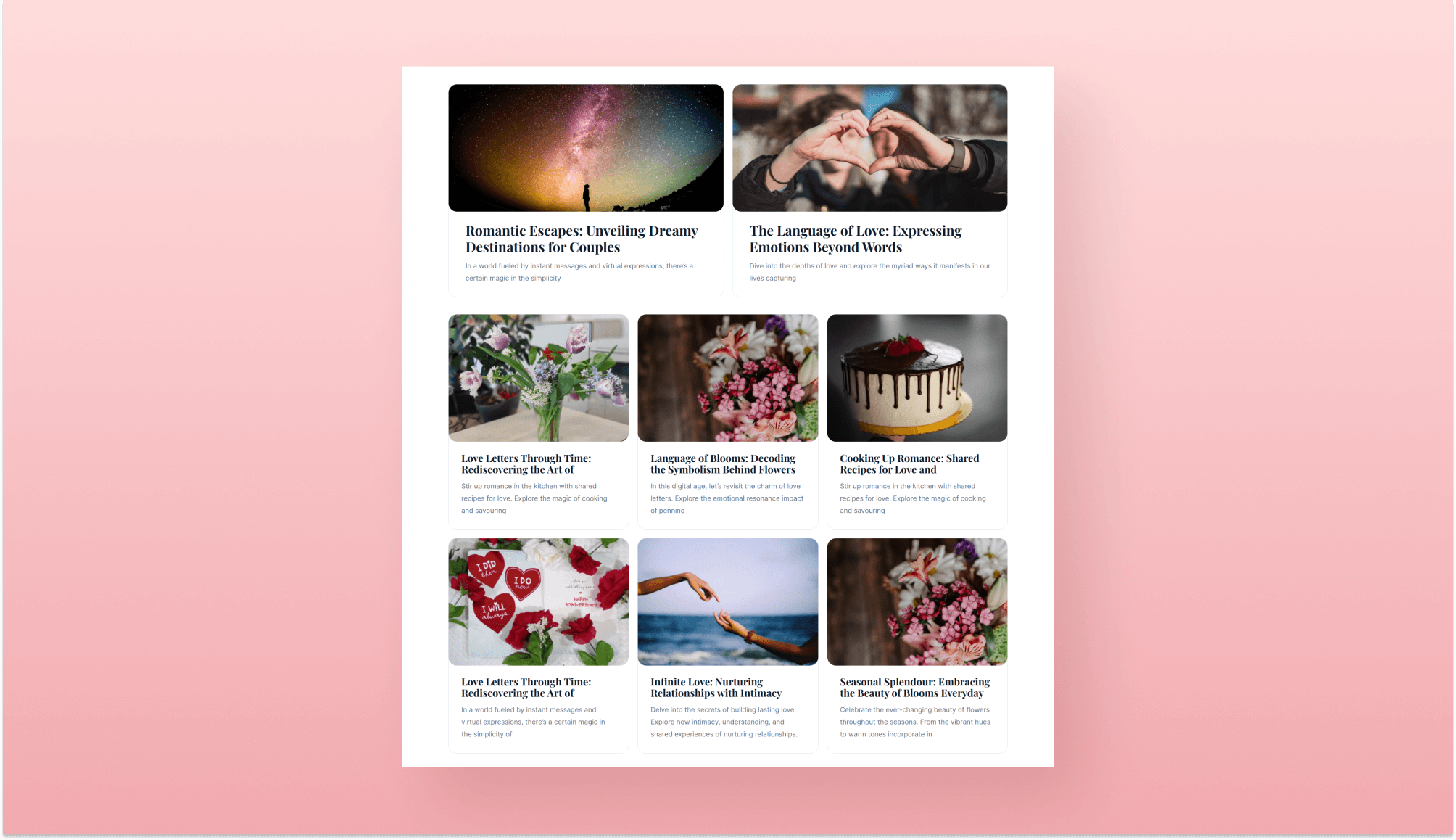 HeartBloom Post Grid Section Banner