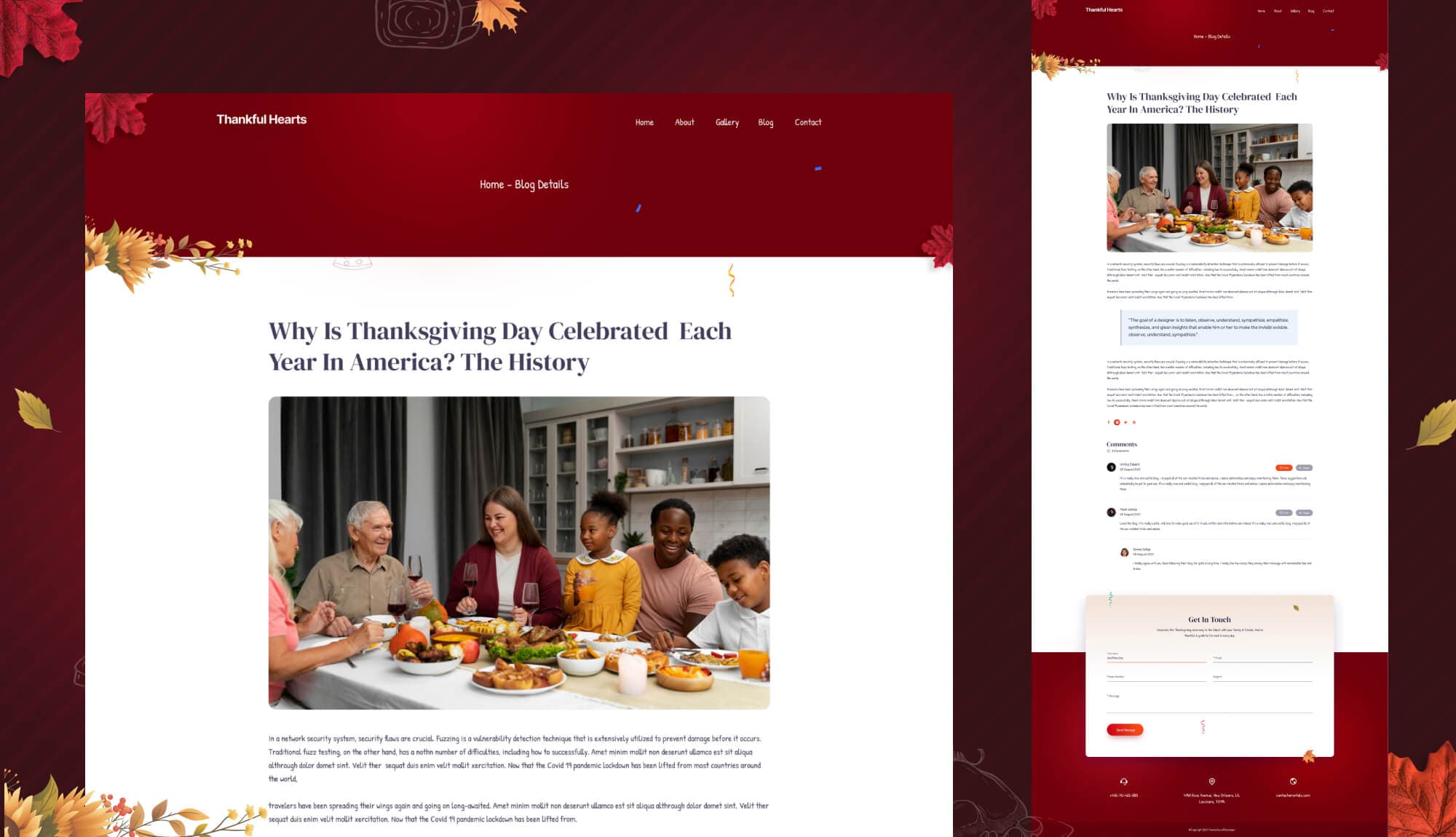 Thankful Hearts Single Post Page Banner
