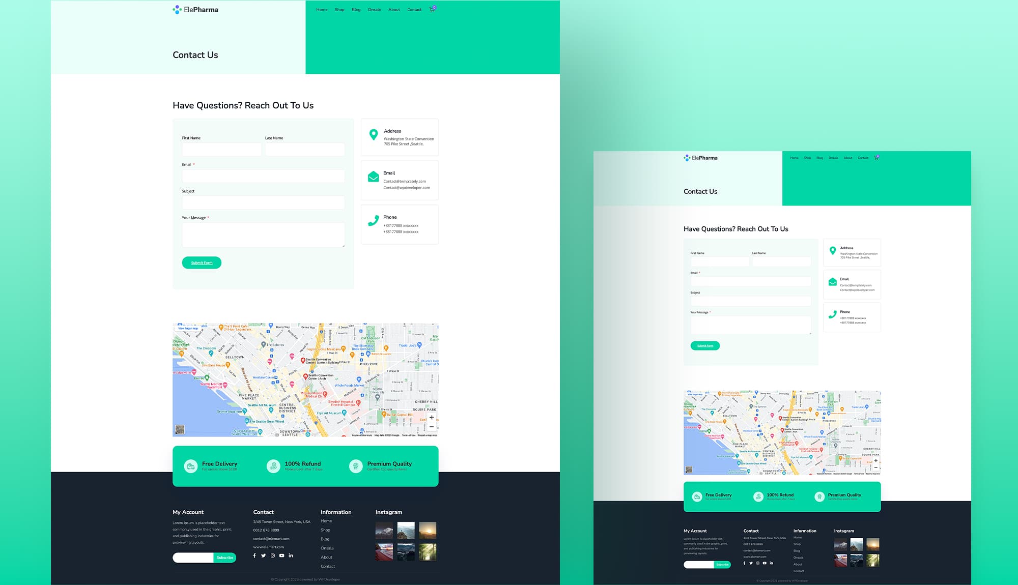 ElePharma Contact Us Page For Gutenberg Banner