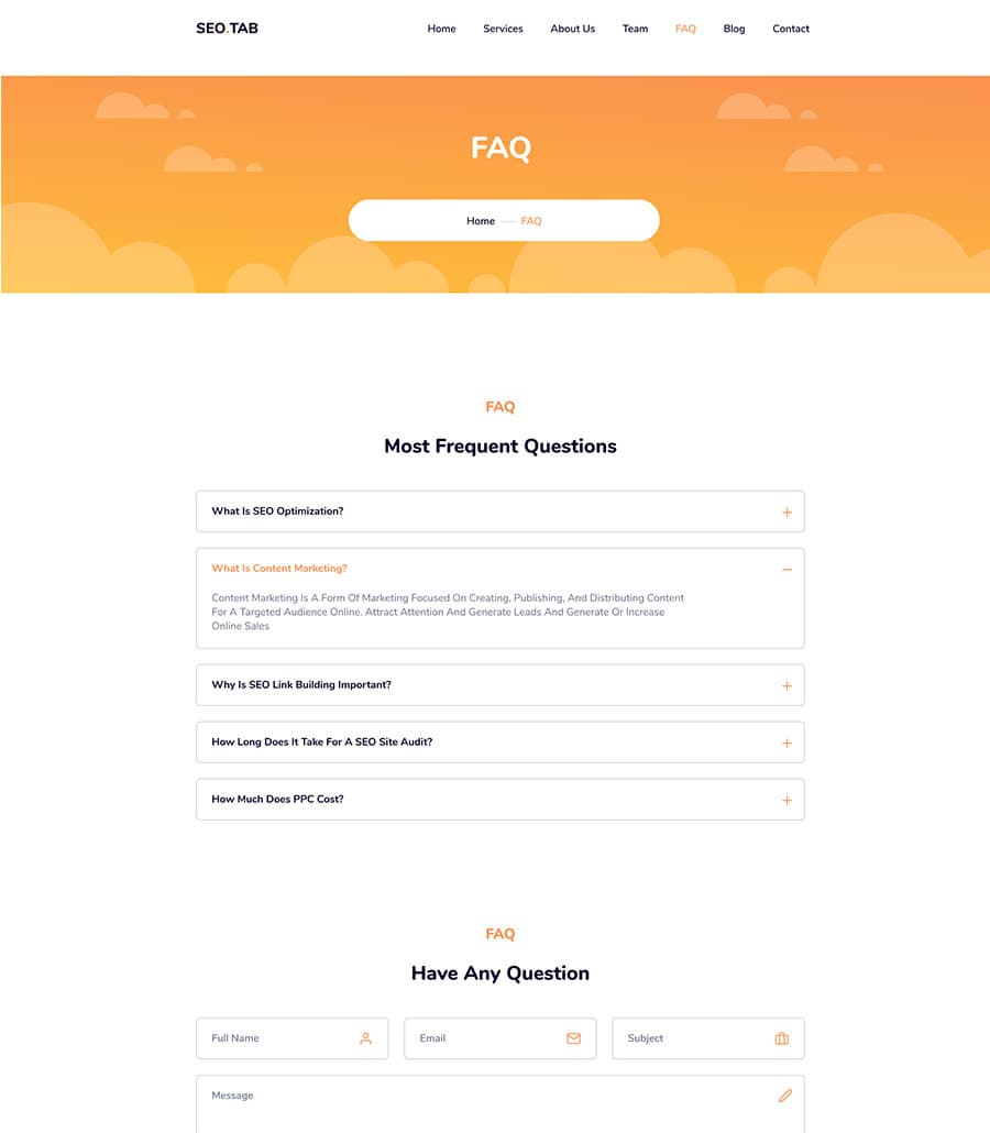 SEO Tab FAQ Page thumbnail