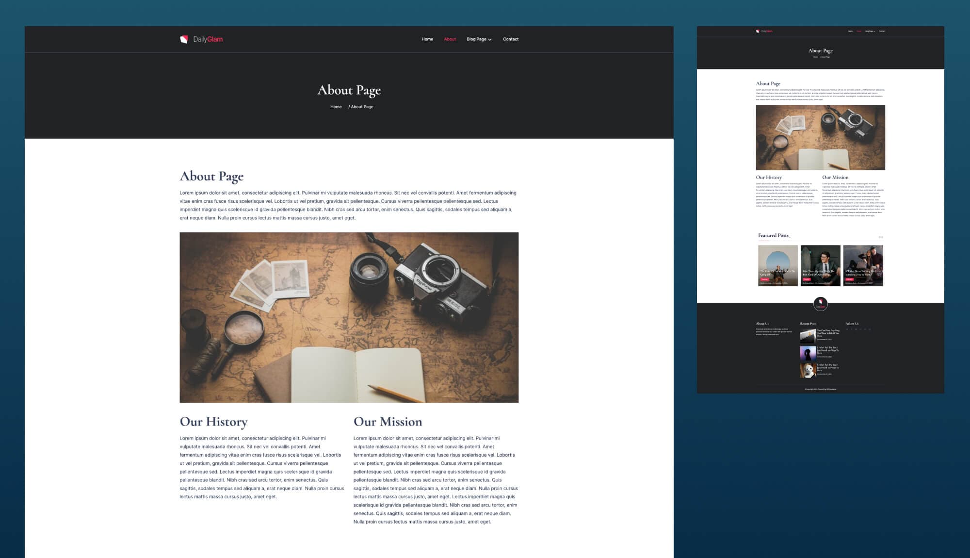 DailyGlam About Page For Gutenberg Banner