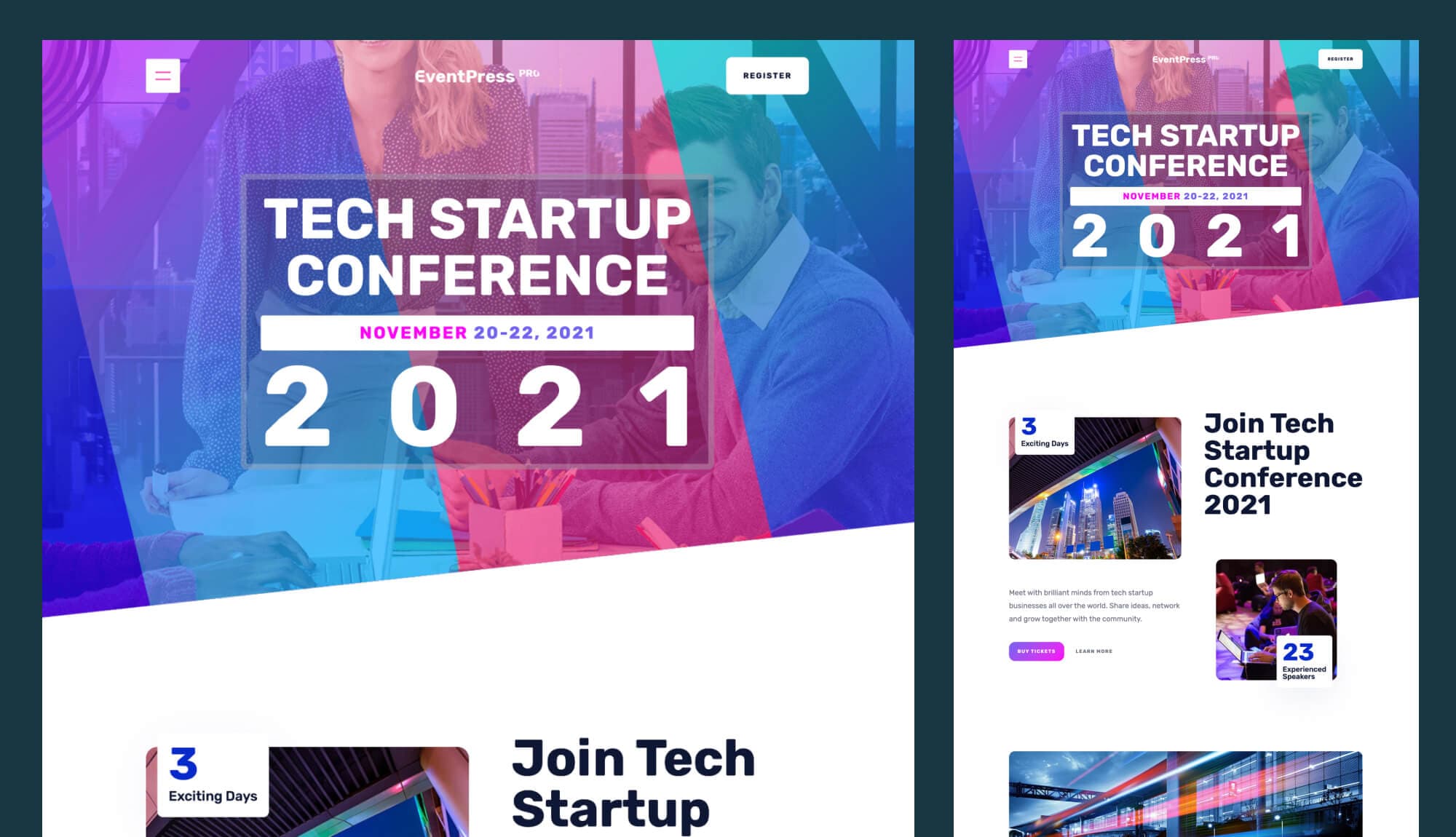 EventPress Pro Home Page For Gutenberg Banner