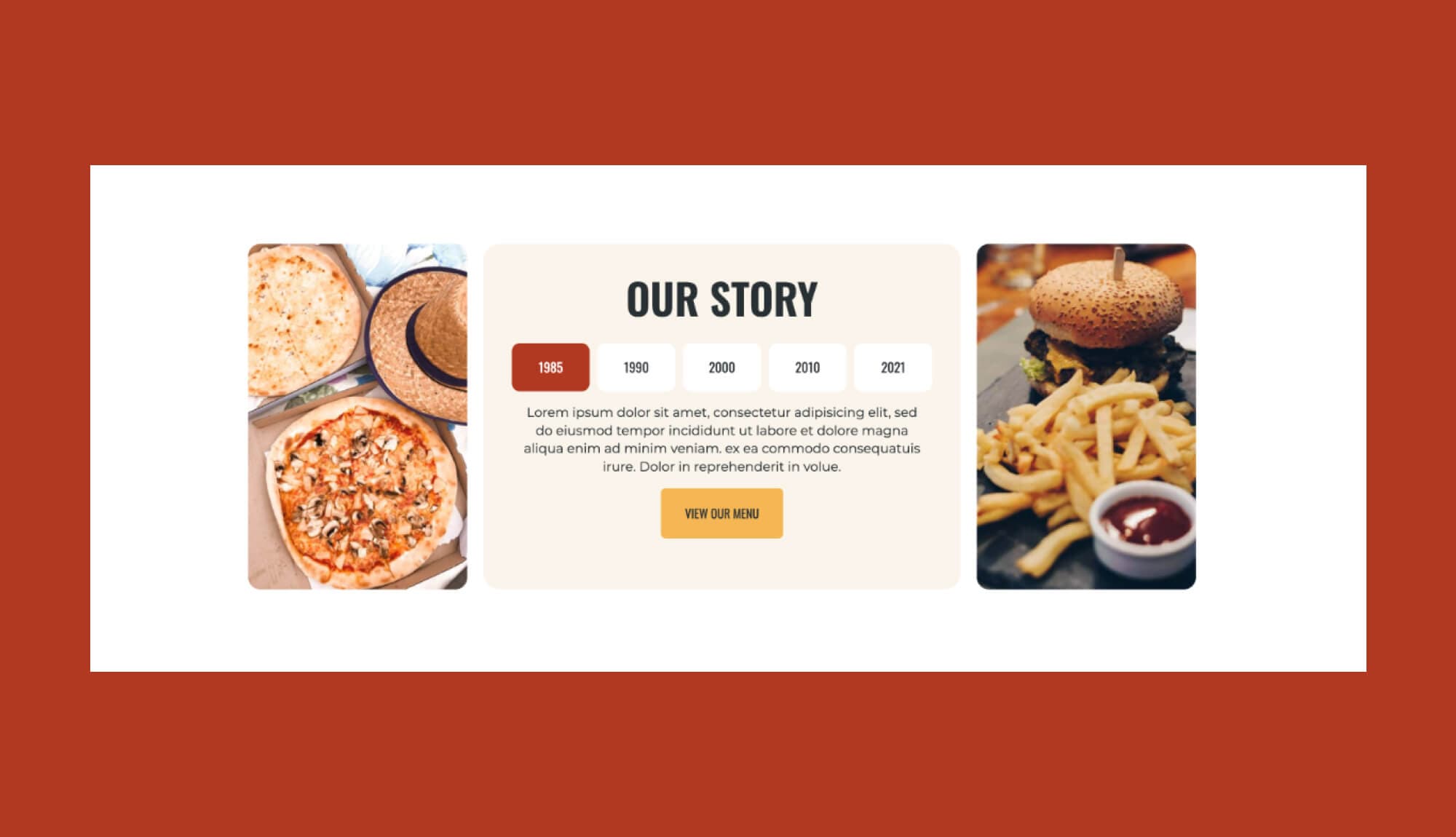 Get Pizza Our Story Section For Gutenberg Banner