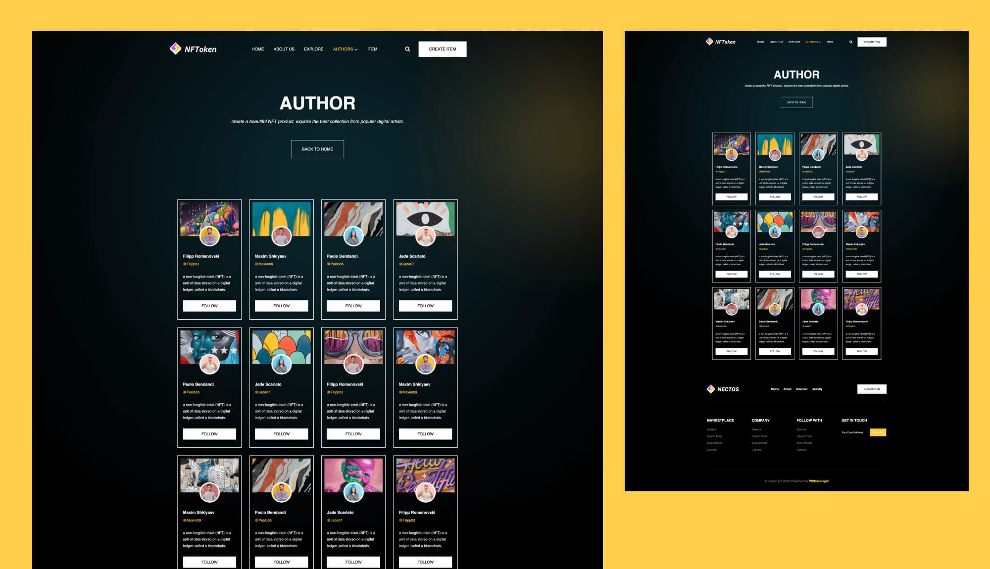NFToken Author Page For Gutenberg Banner