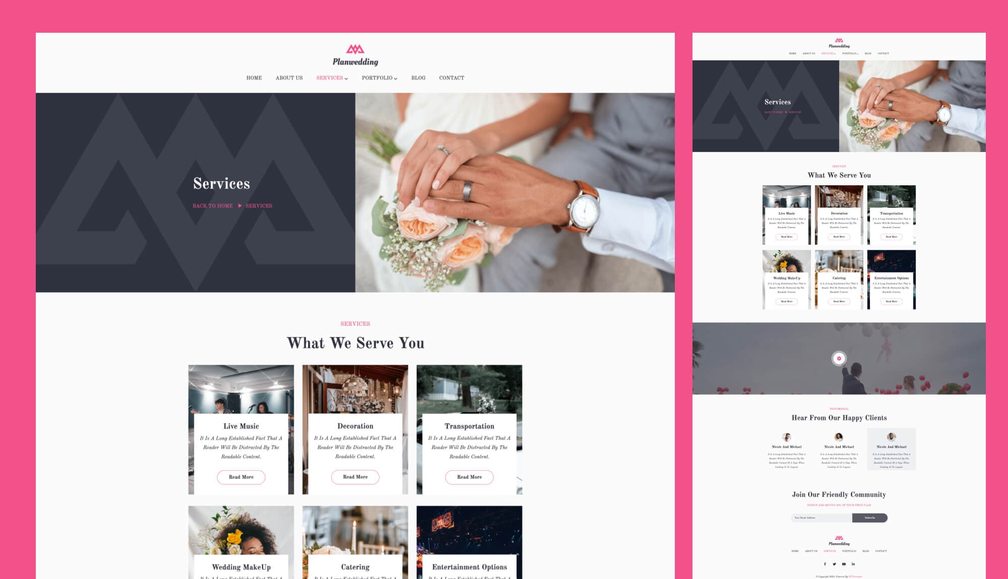 Planwedding Services Page For Gutenberg Banner