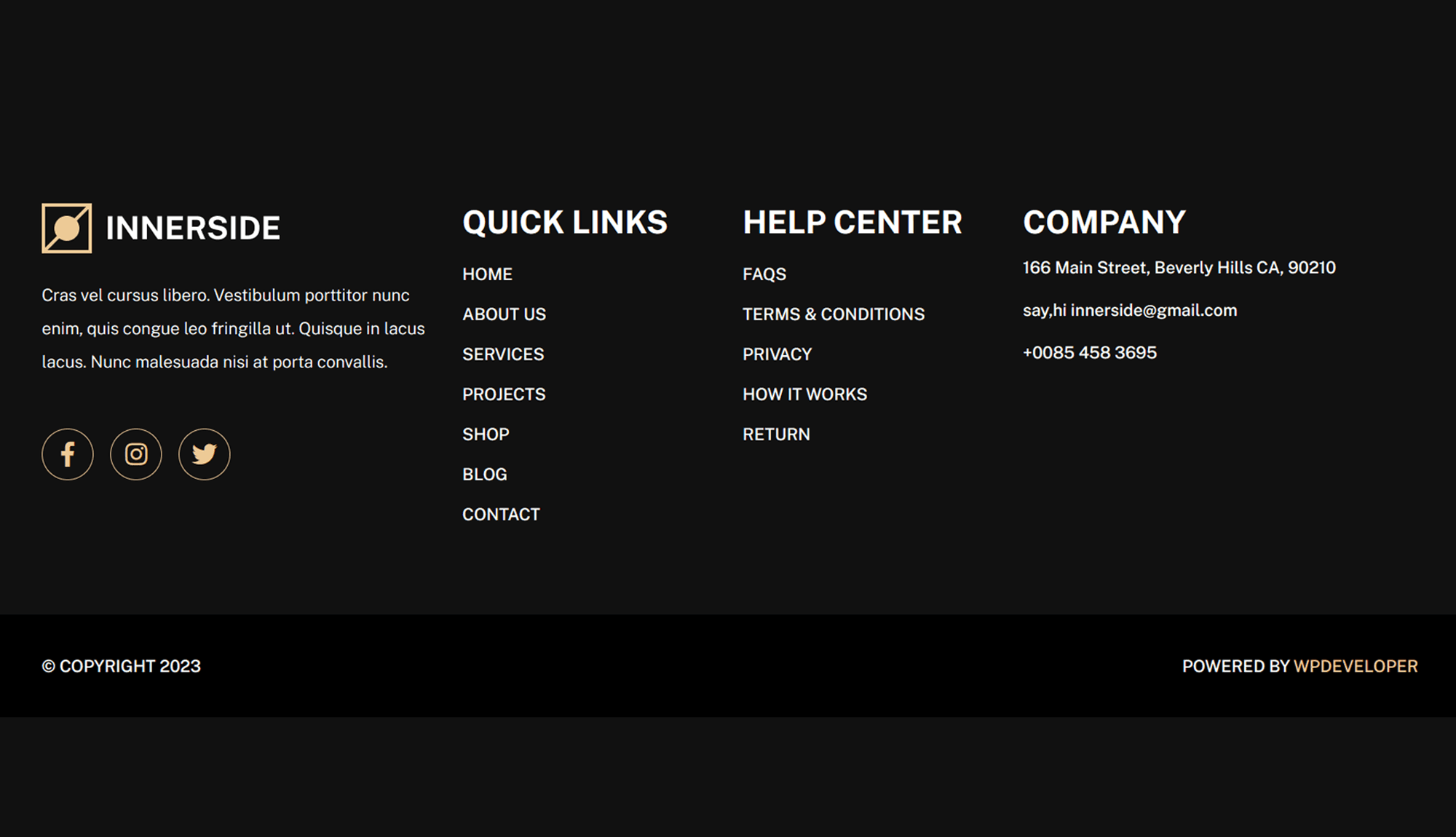 InnerSide Footer Section For Gutenberg Banner