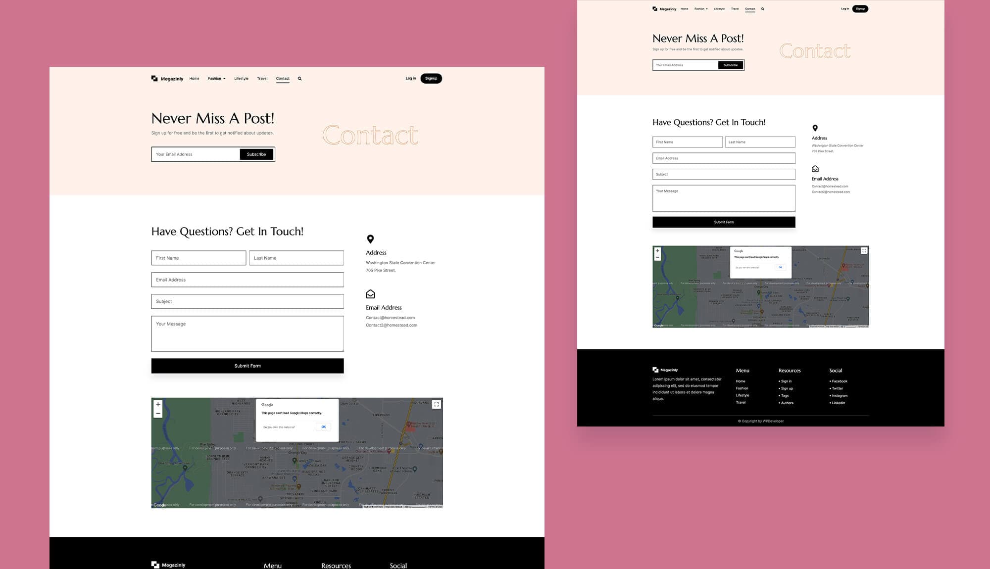 Magazinely Contact Page For Gutenberg Banner