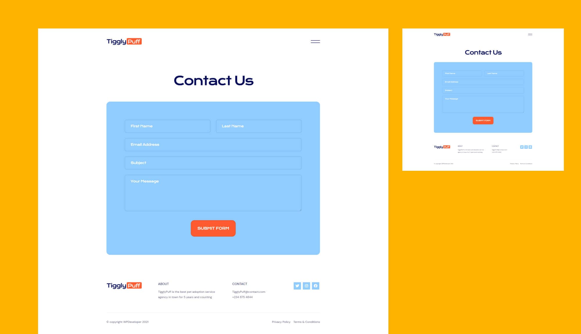 TigglyPuff Contact Page By Templately