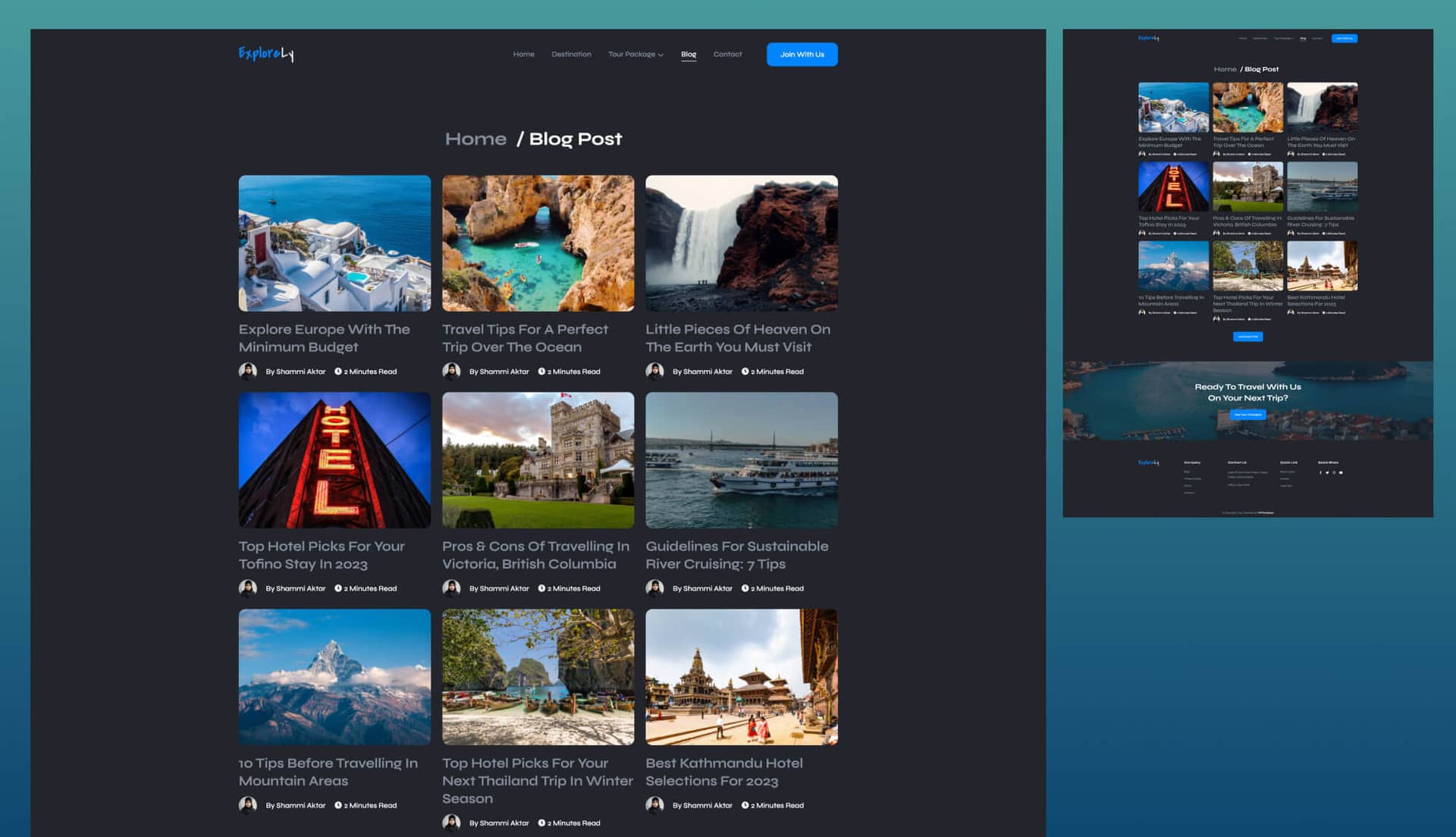 ExploreLy Blog Page By Templately