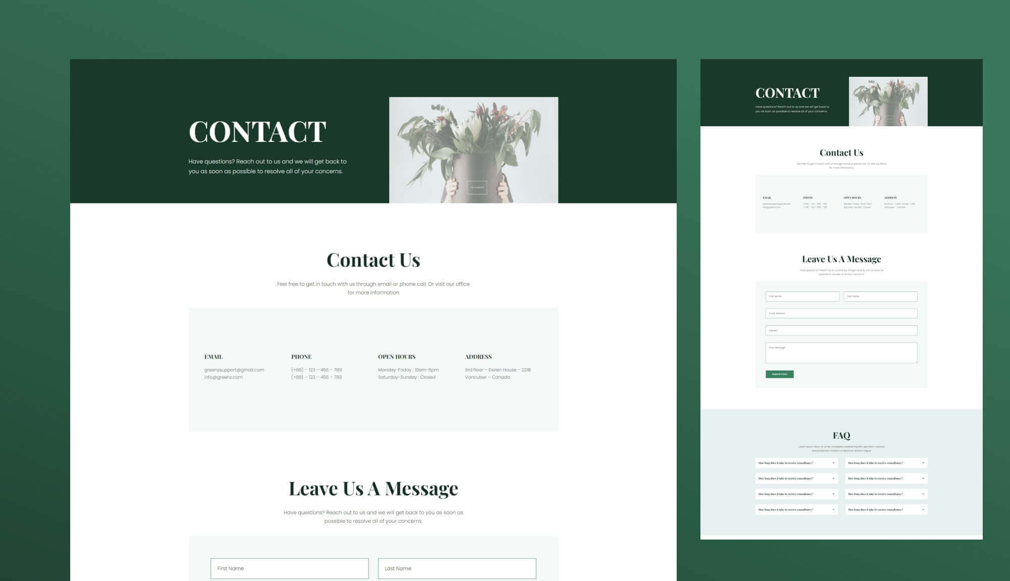 Greenzone Contact Page For Gutenberg Banner