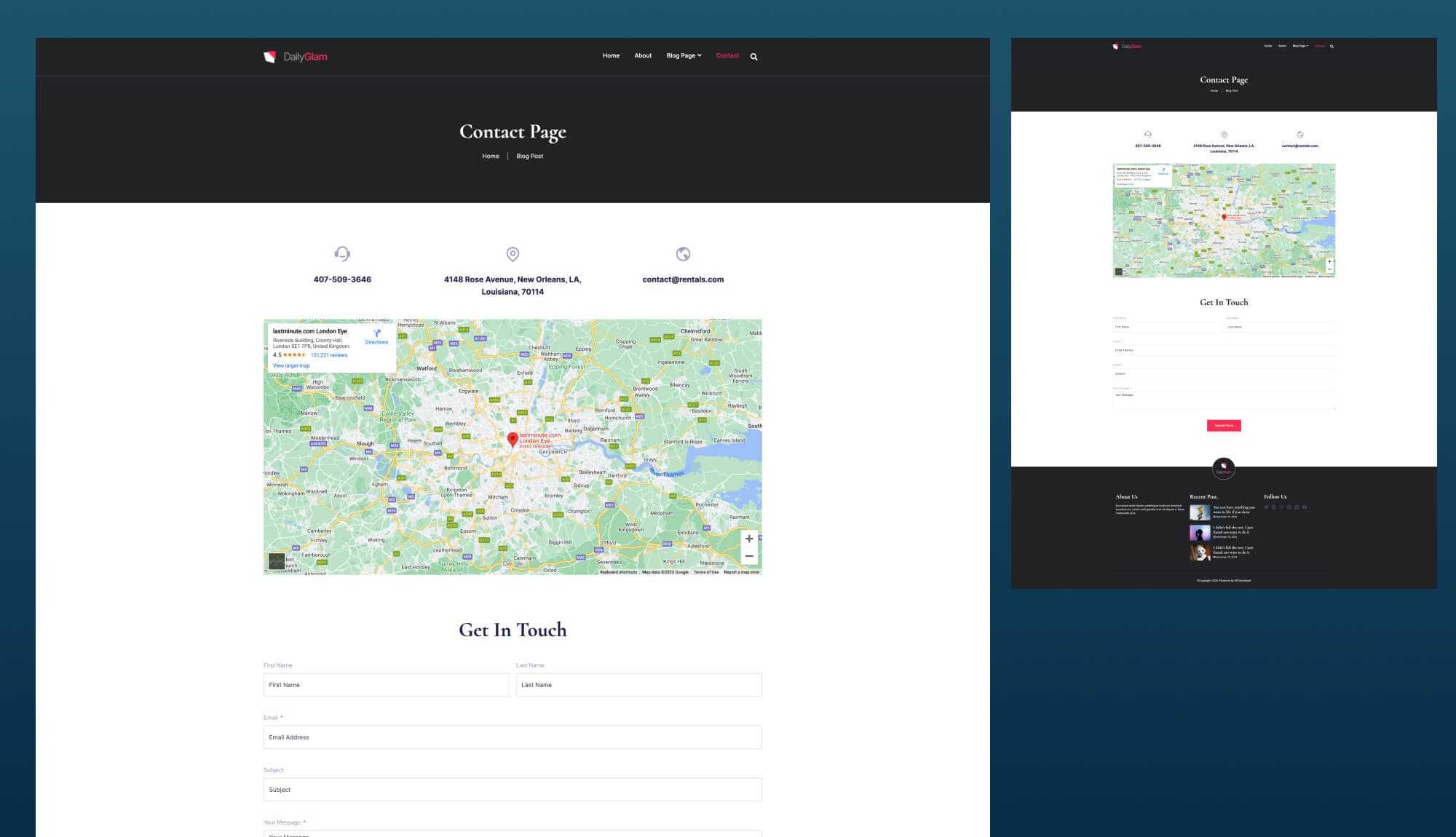 DailyGlam Contact Page Banner