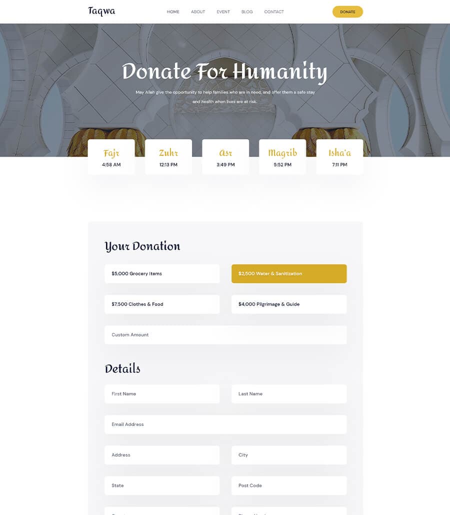 Taqwa Donate Page thumbnail