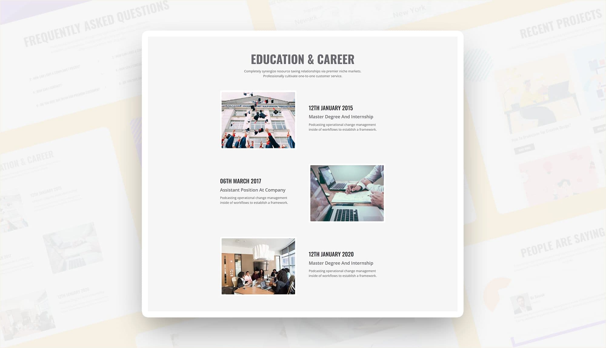 Smith Consulting Time Line Section For Gutenberg Banner