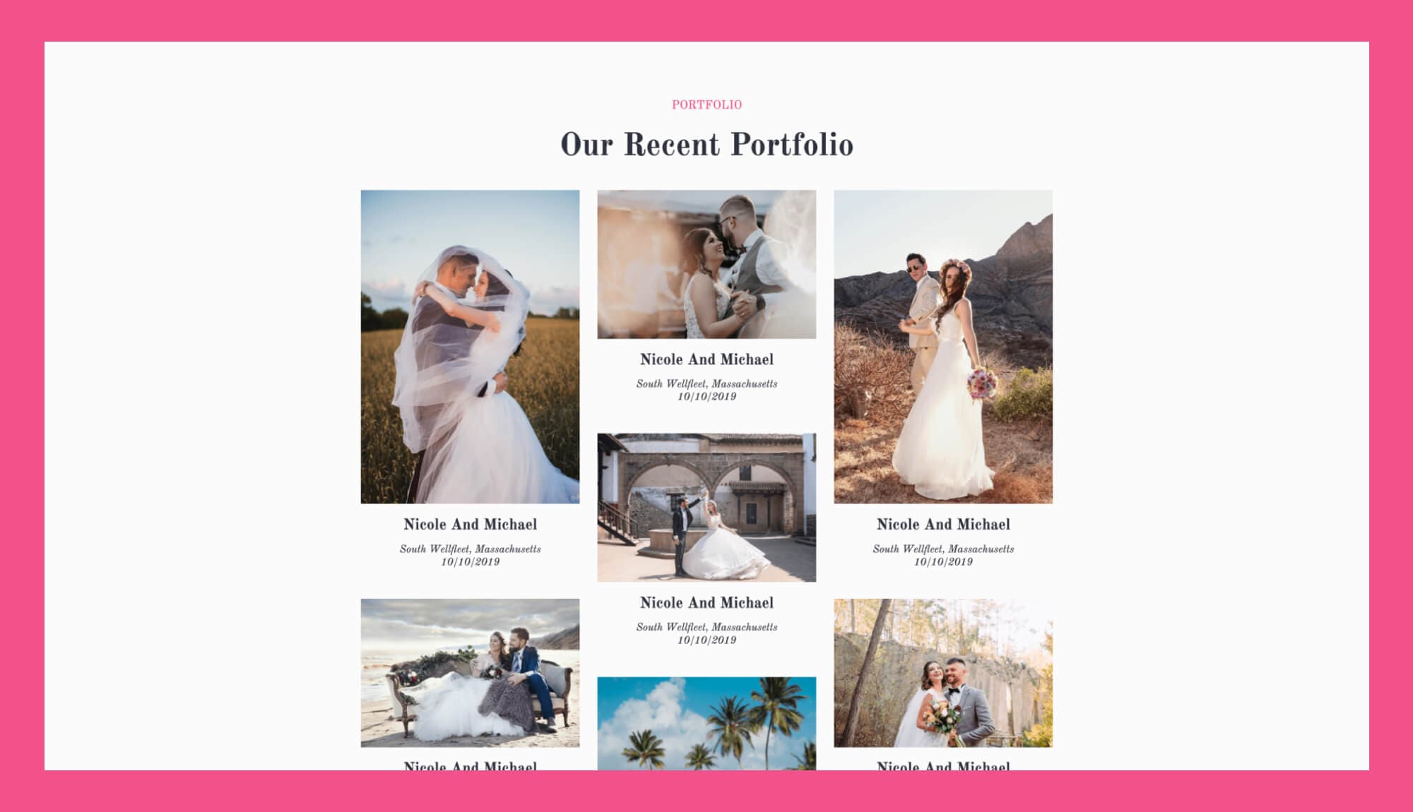 Planwedding Portfolio Section For Gutenberg Banner