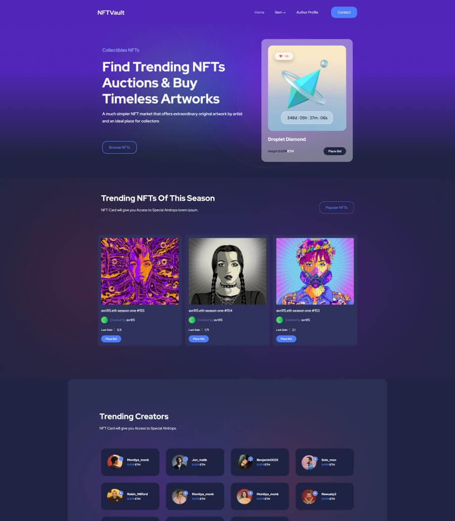 NFTVault Home Page For Gutenberg thumbnail