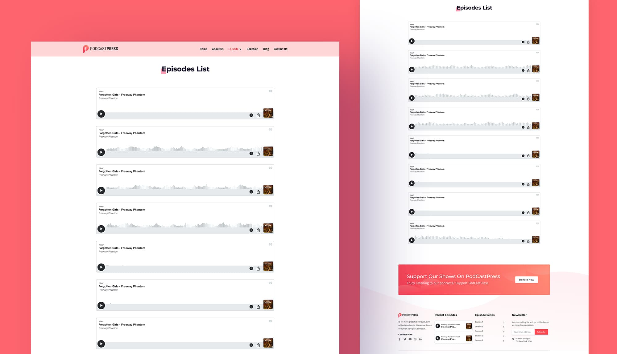 Podcastpress Episode List Page For Gutenberg Banner