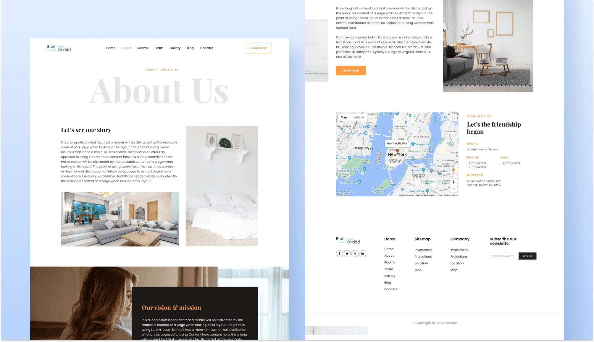 Blue Orchid About Us Page For Gutenberg Banner