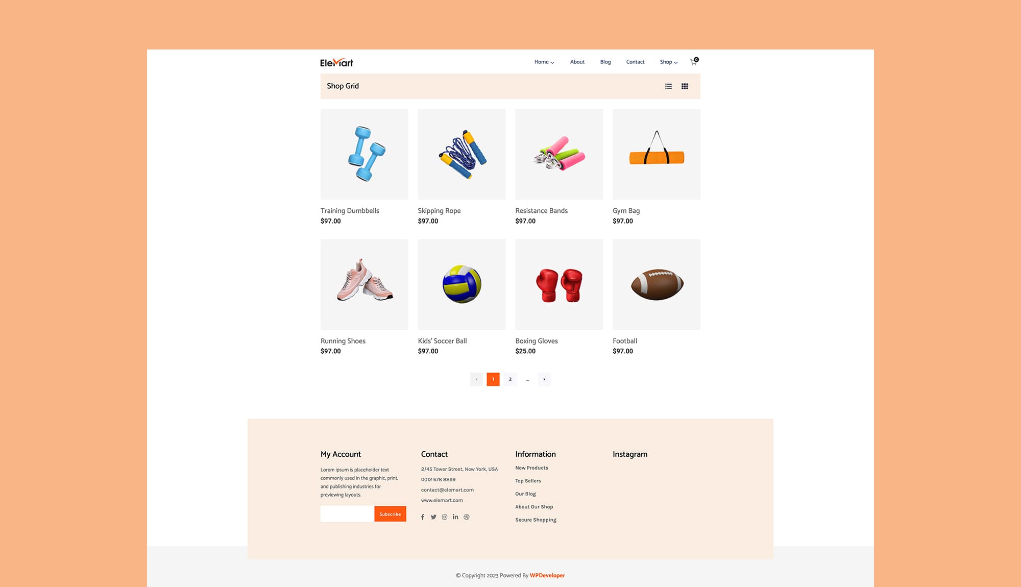 EleMart Shop grid Page For Gutenberg Banner