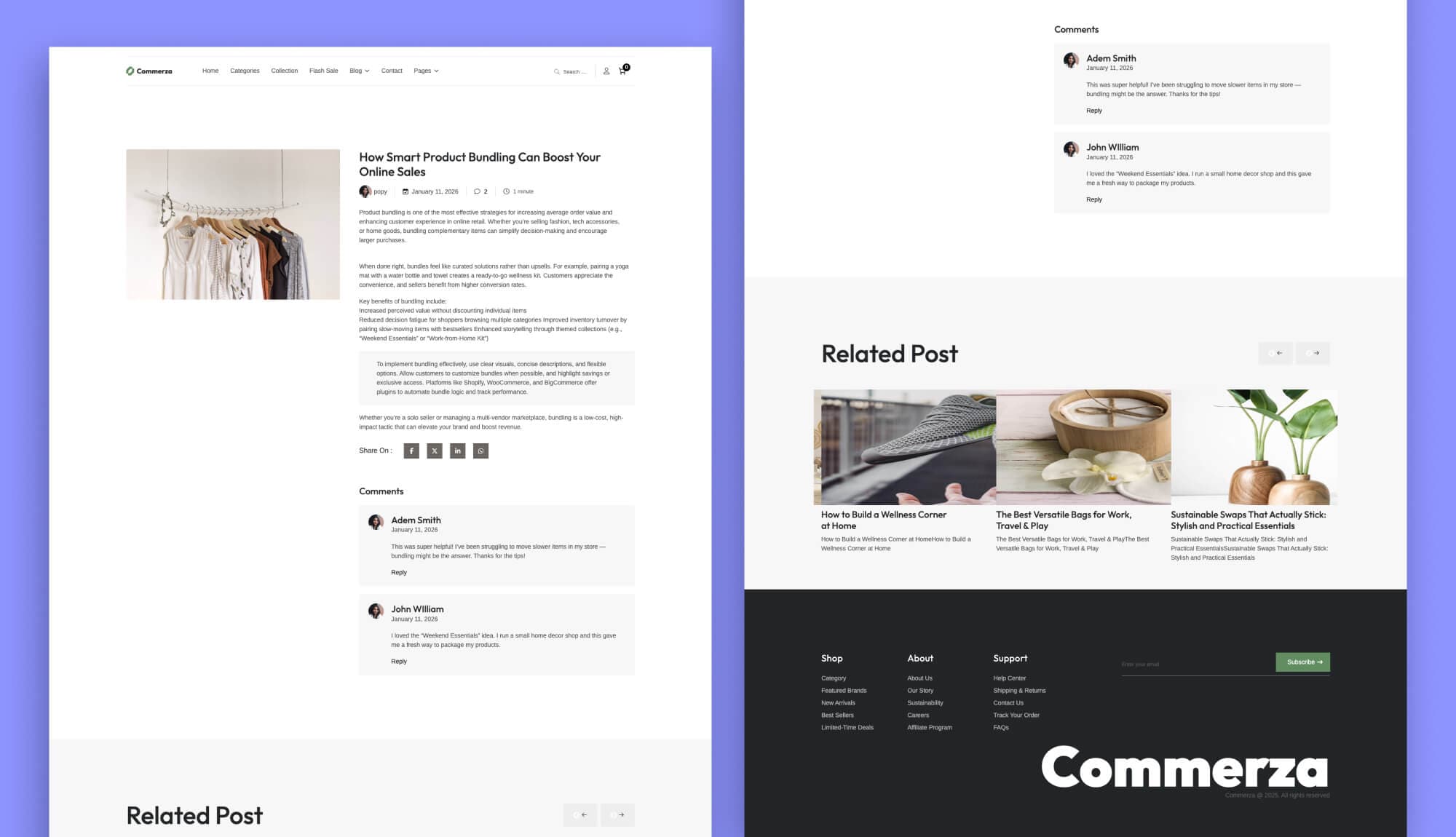 Commerza Blog Details Page For Gutenberg By Templately