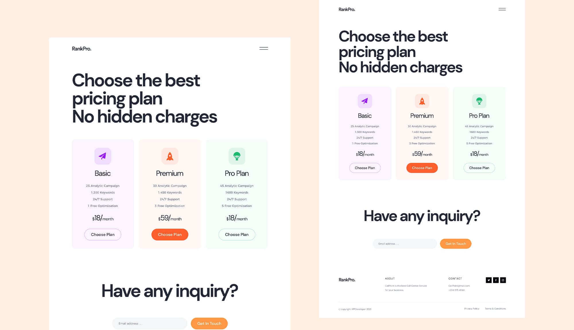 RankPro Pricing Page By Templately
