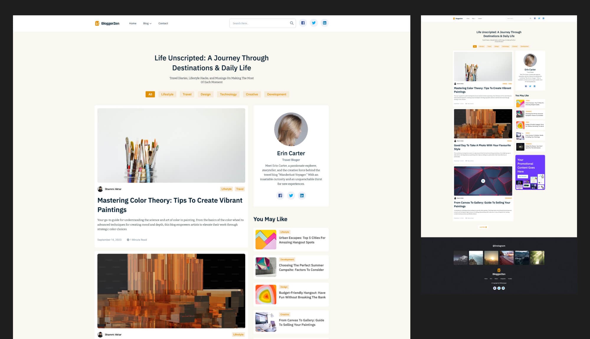 BloggerZen Blog Page With Sidebar For Gutenberg By Templately