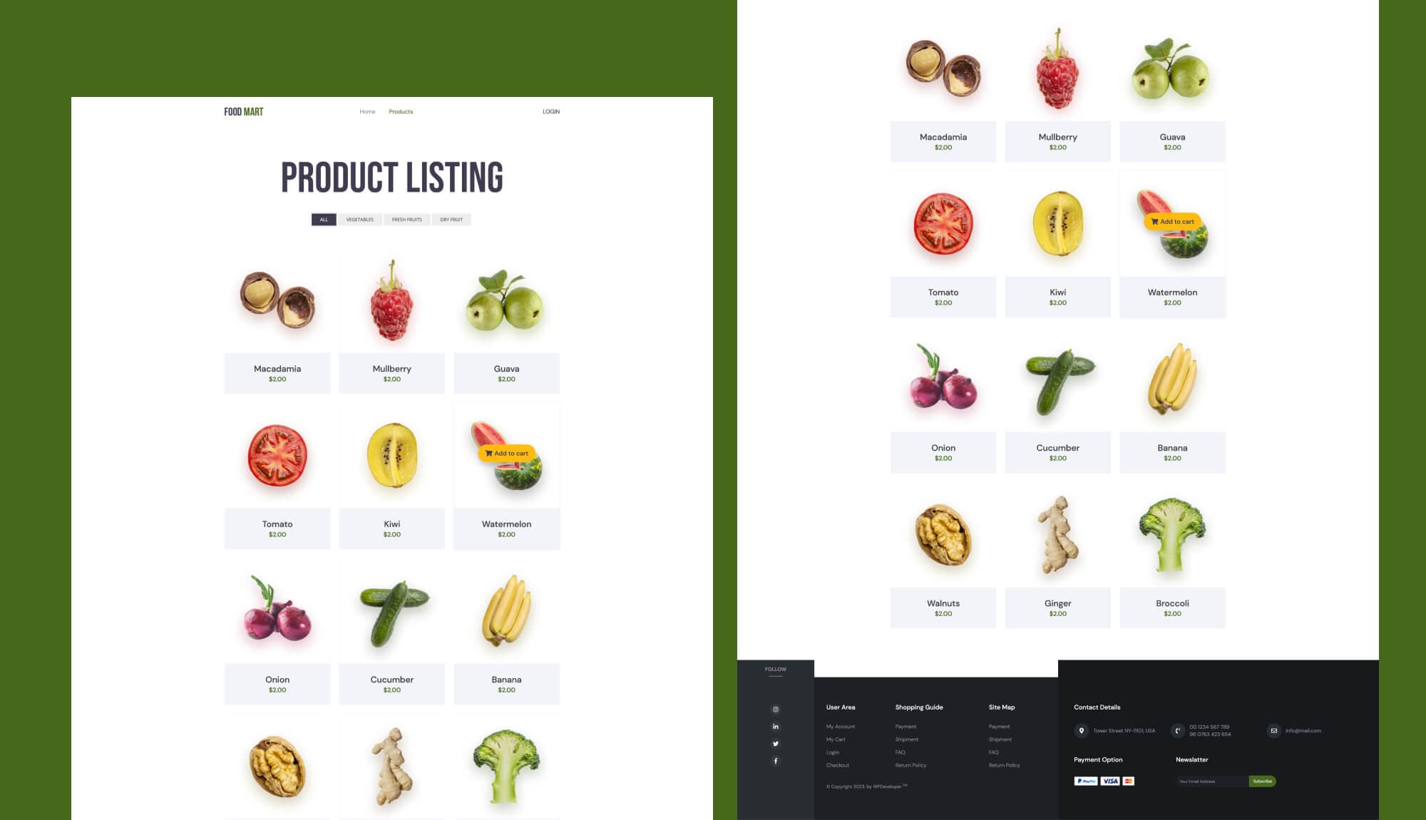Food Mart Products Page For Gutenberg Banner