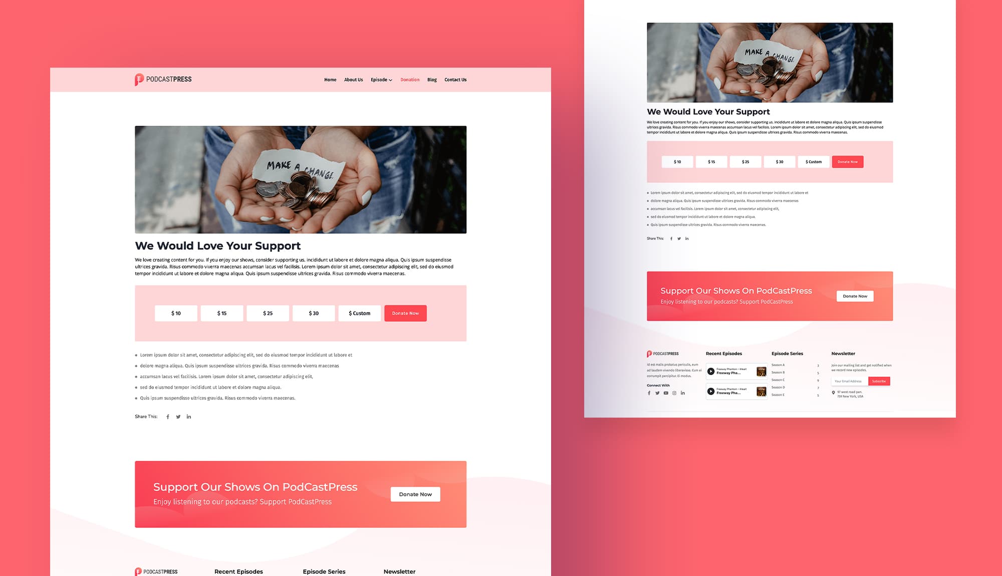 Podcastpress Donation Page For Gutenberg Banner