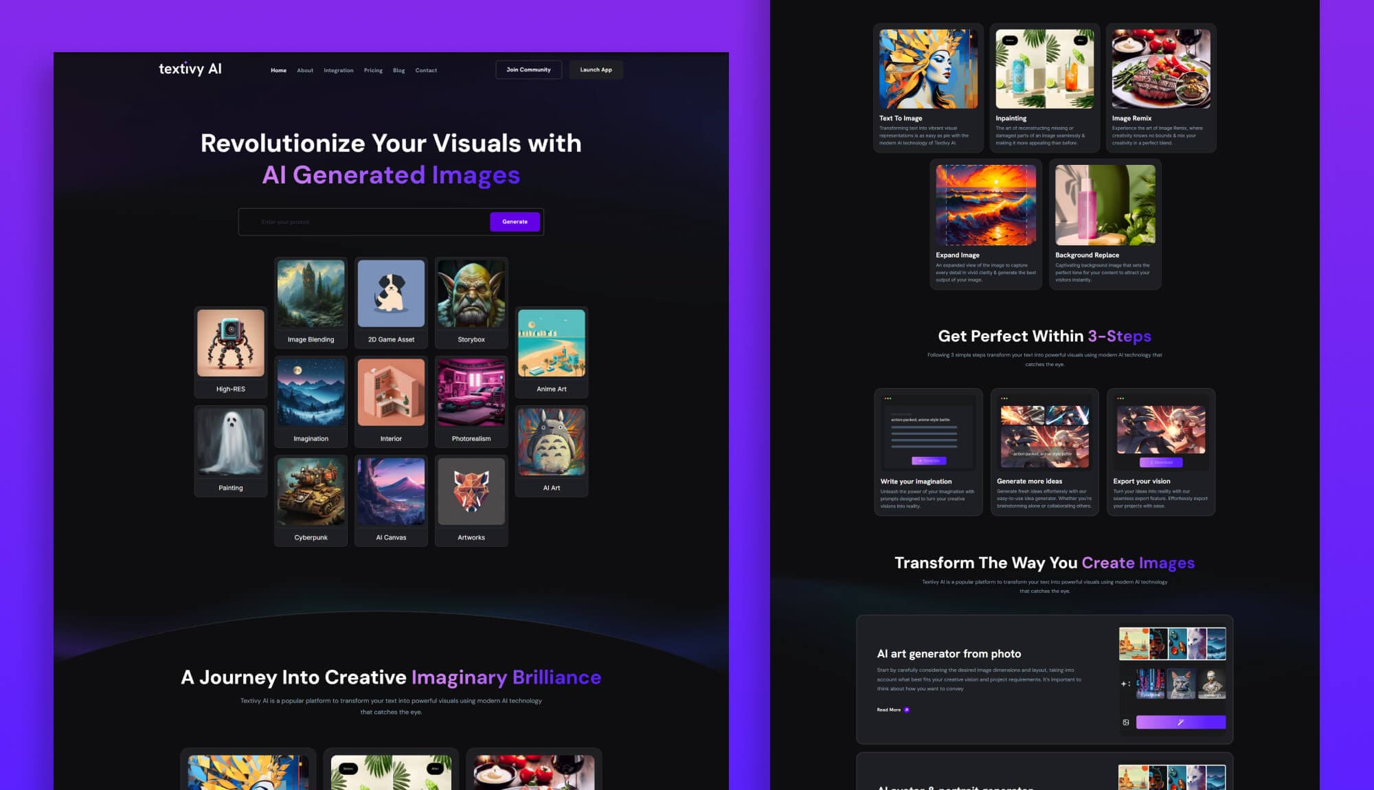 Textivy AI Home Page By Templately