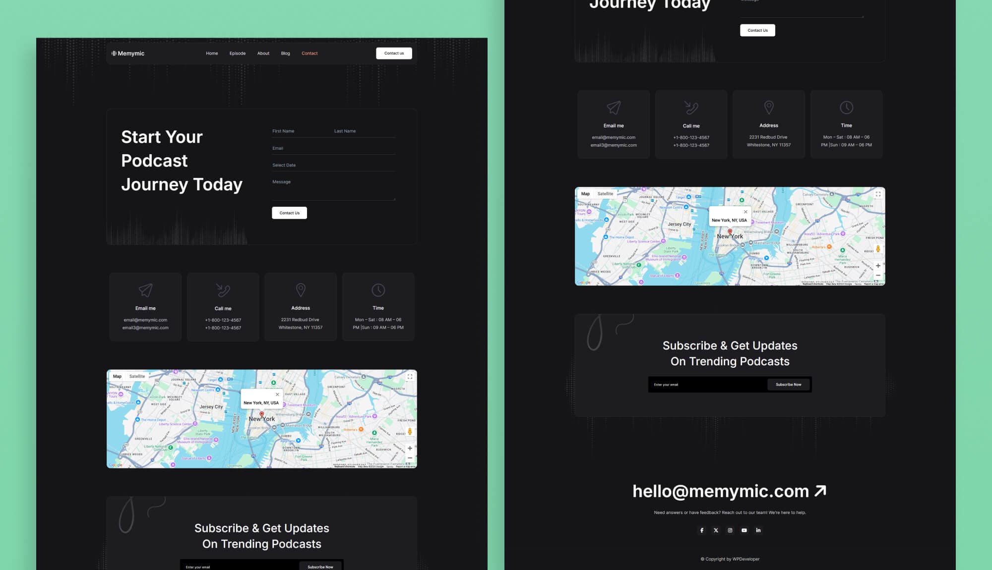 Memymic Contact Page For Gutenberg Banner
