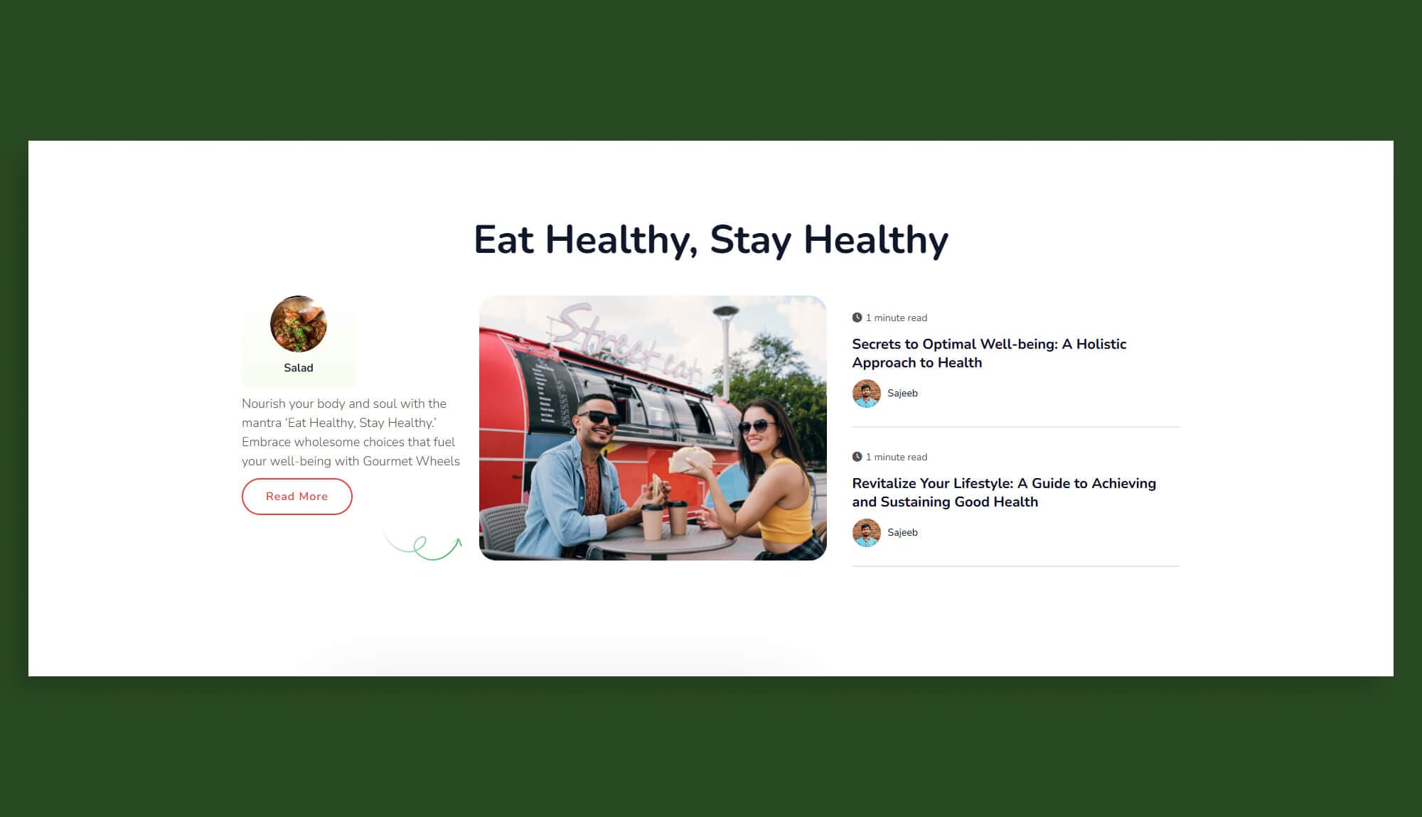 Gourmet Wheels Blog Section for Gutenberg Banner