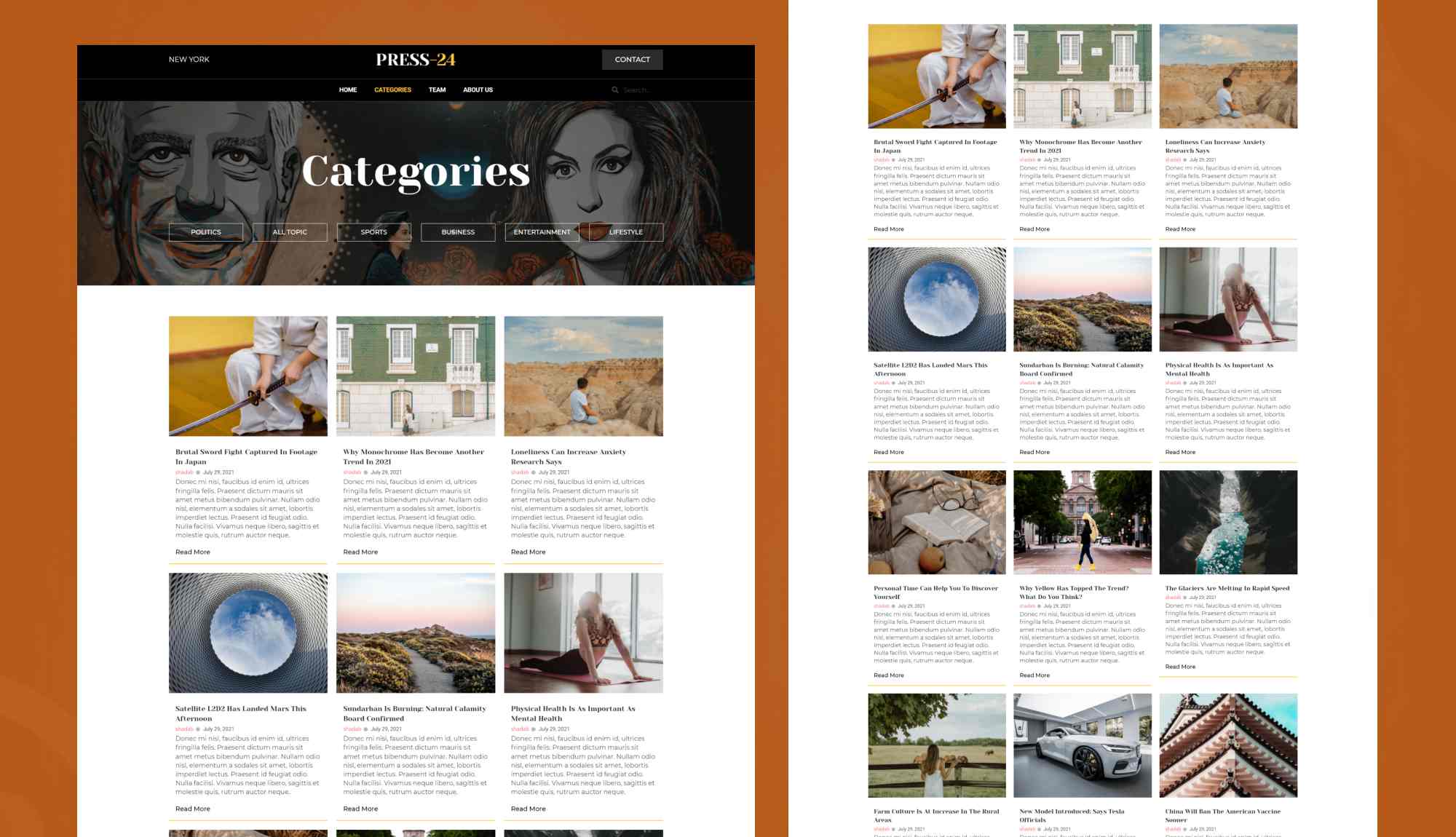 Press24 Categories Page By Templately