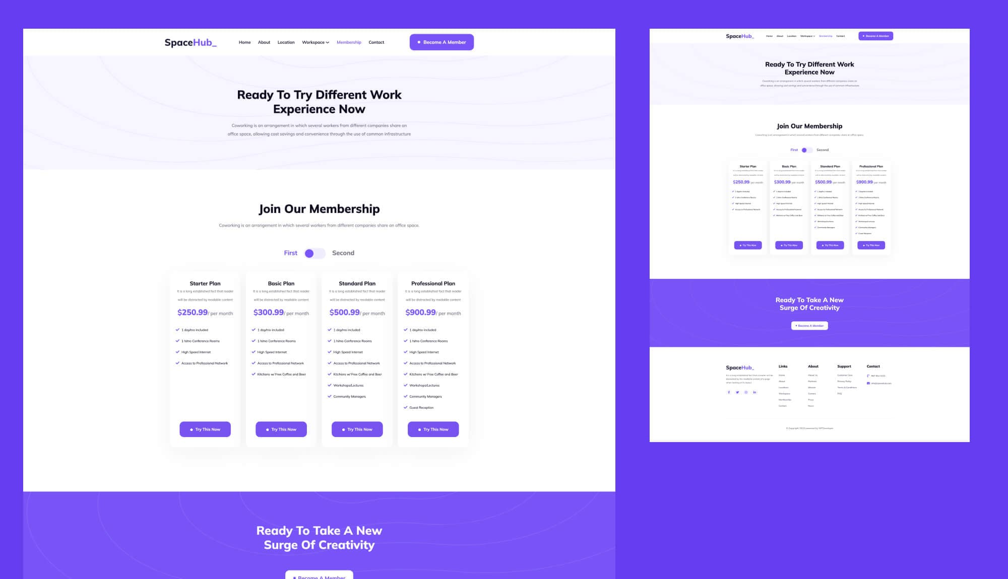 Space Hub Membership Page For Gutenberg Banner