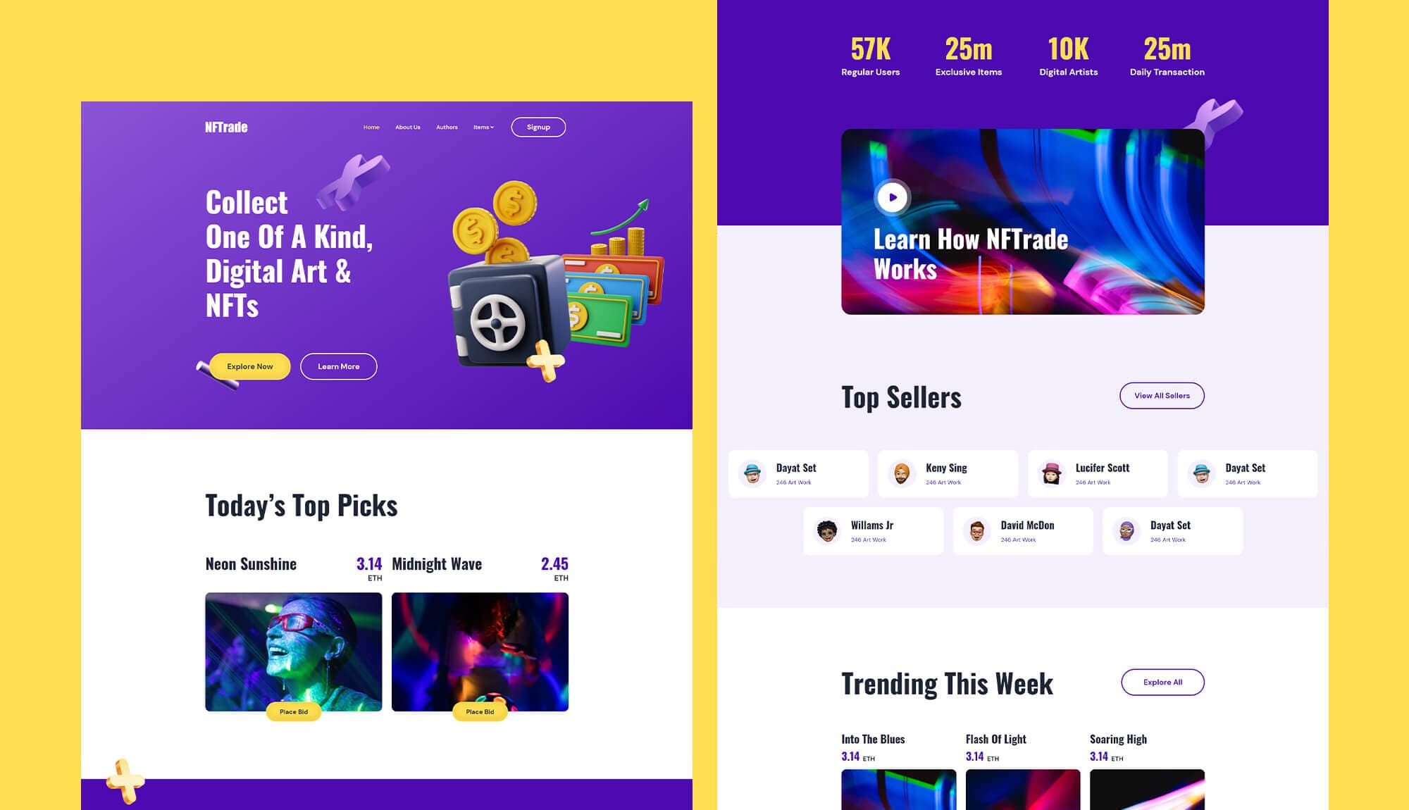 NFTrade Home Page By Templately