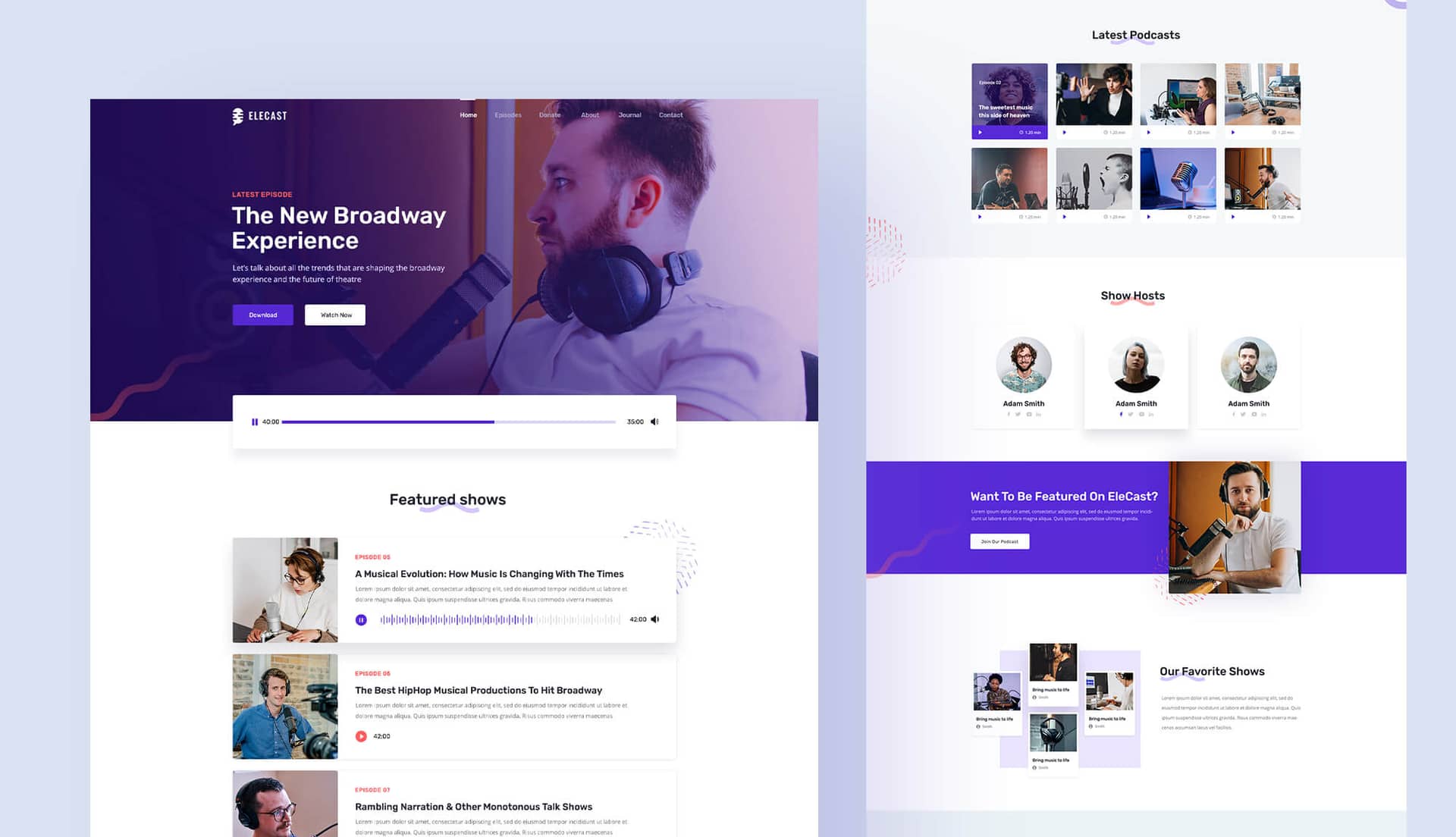 EleCast Homepage By Templately